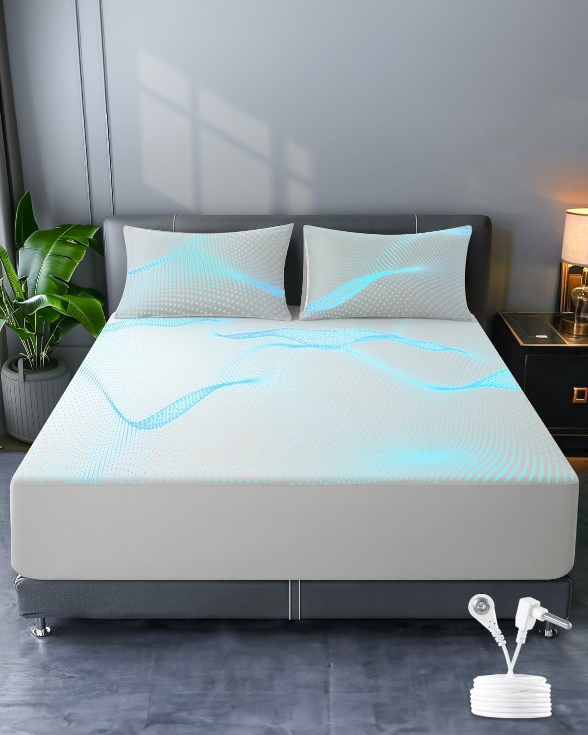 Bed Earthing Fitted Sheet AU Plug Grounding Connection Cord Conductive Mat Fiteed(White, Double 137x190cm+33cm) - Image 2