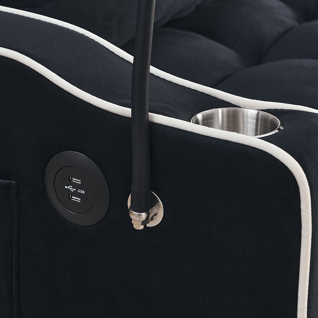 Fashionable Modern and Multi-functional Foldable Velvet Sofa Bed - Black - Image 5