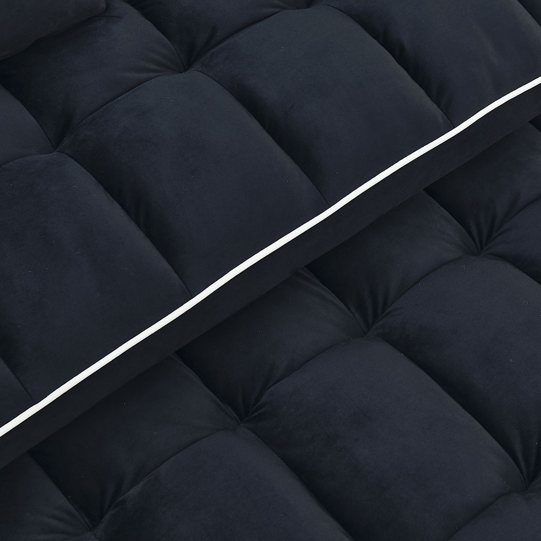 Fashionable Modern and Multi-functional Foldable Velvet Sofa Bed - Black - Image 6
