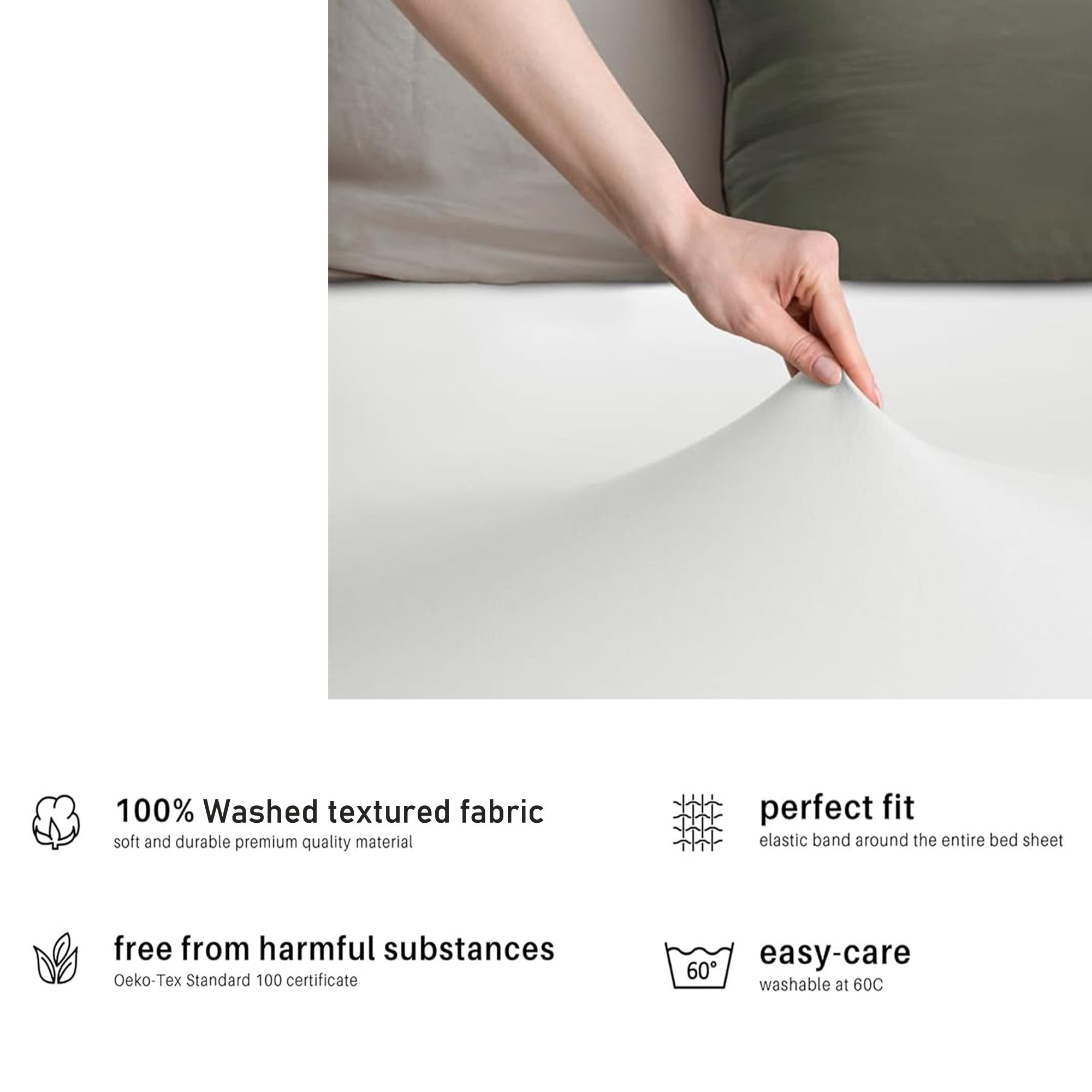 Hotel Quality Fitted sheets - 2 Piece Fitted sheets  -Breathable Bedding - Wrinkle, Fade, Stain Resistant- 26inch/40cm Deep Pocket Fitted Bed Sheet-Wrinkle and Fade Resistant,(White,Double) - Image 5