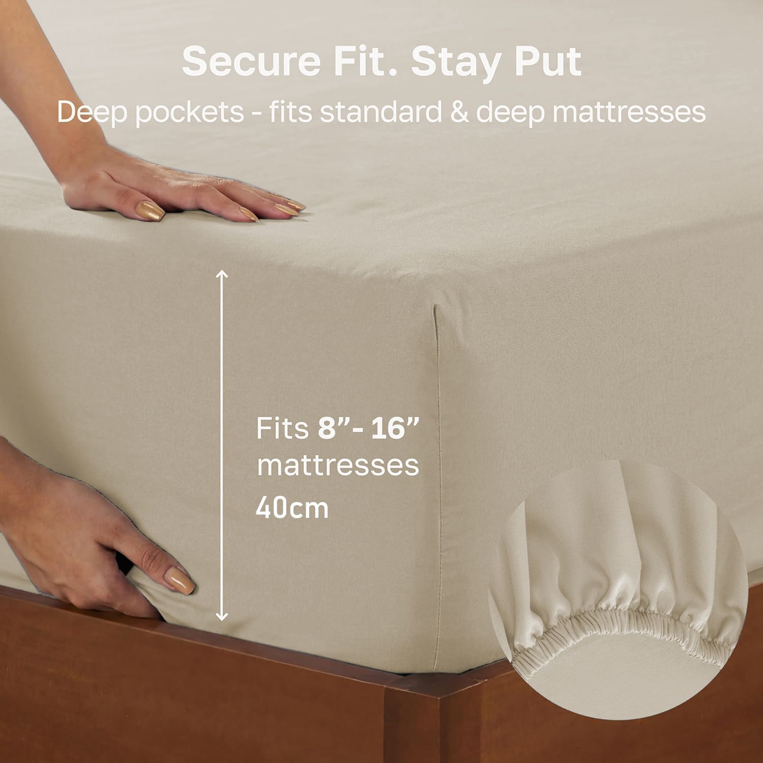 Hotel Quality Fitted sheets - 2 Piece Fitted sheets  -Breathable Bedding - Wrinkle, Fade, Stain Resistant- 26inch/40cm Deep Pocket Fitted Bed Sheet-Wrinkle and Fade Resistant,(Cream White,Double) - Image 3