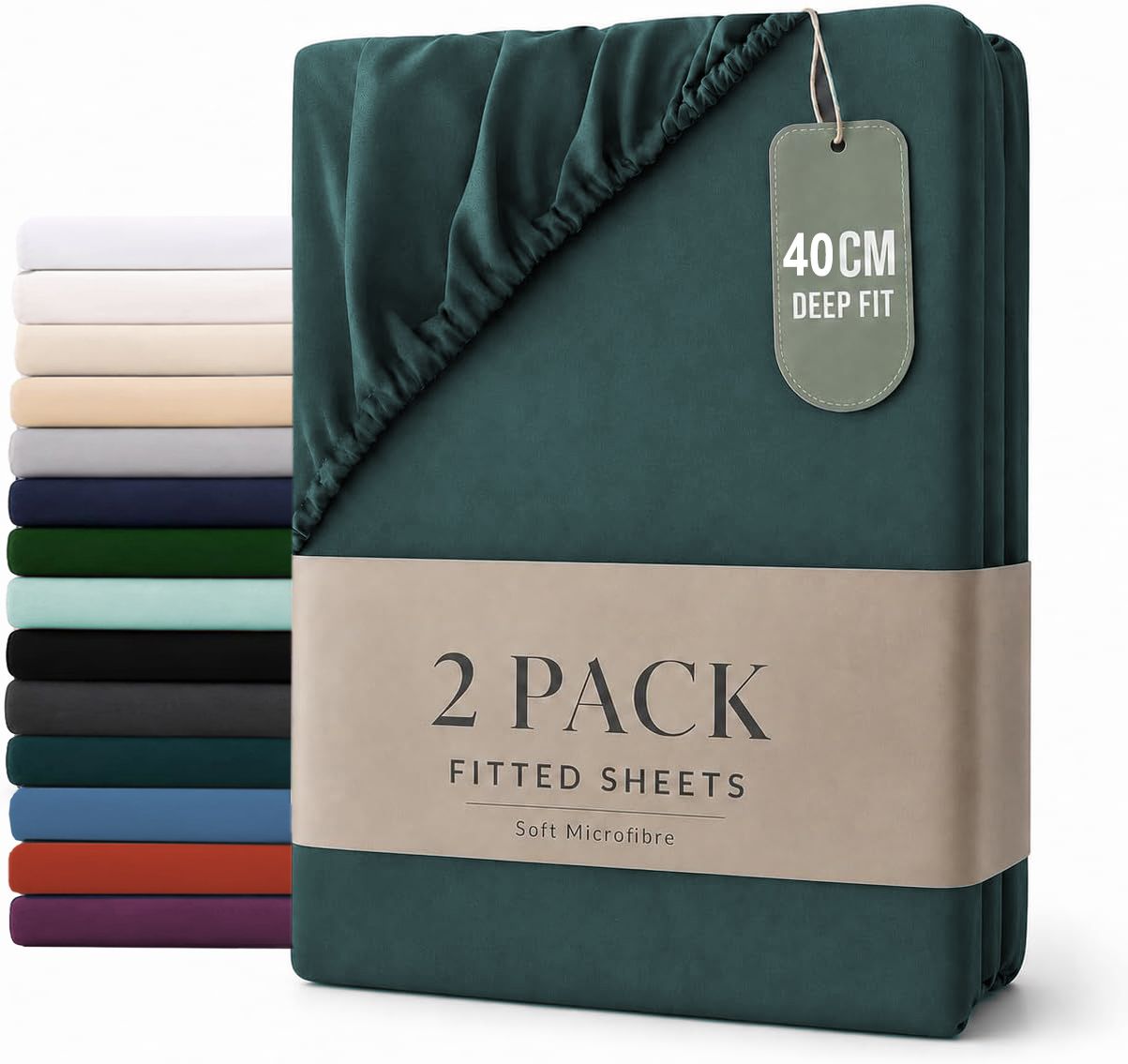 Hotel Quality Fitted sheets - 2 Piece Fitted sheets  -Breathable Bedding - Wrinkle, Fade, Stain Resistant- 26inch/40cm Deep Pocket Fitted Bed Sheet-Wrinkle and Fade Resistant,(Biscay blue,King) - Image 1