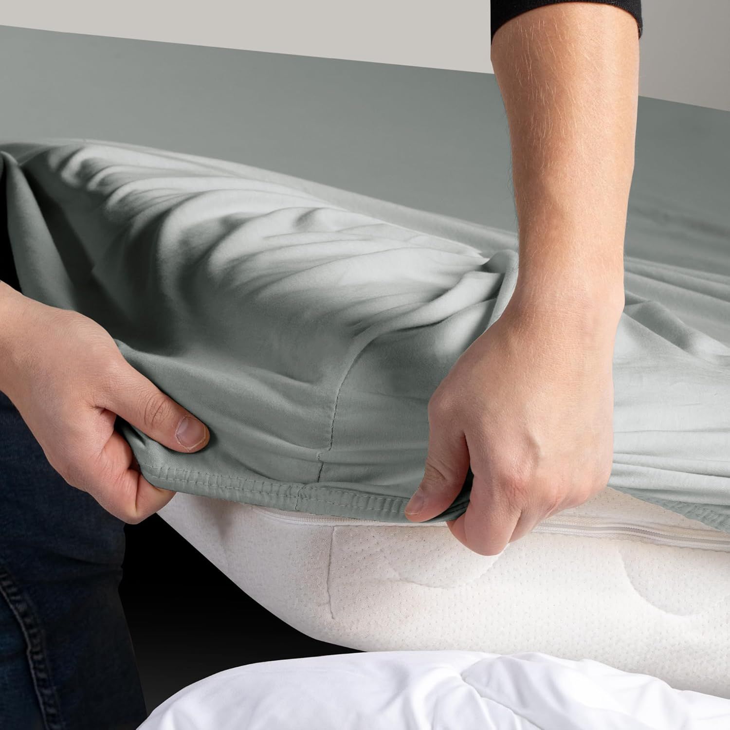 Hotel Quality Fitted sheets - 2 Piece Fitted sheets  -Breathable Bedding - Wrinkle, Fade, Stain Resistant- 26inch/40cm Deep Pocket Fitted Bed Sheet-Wrinkle and Fade Resistant,(Silver-gray,King) - Image 3