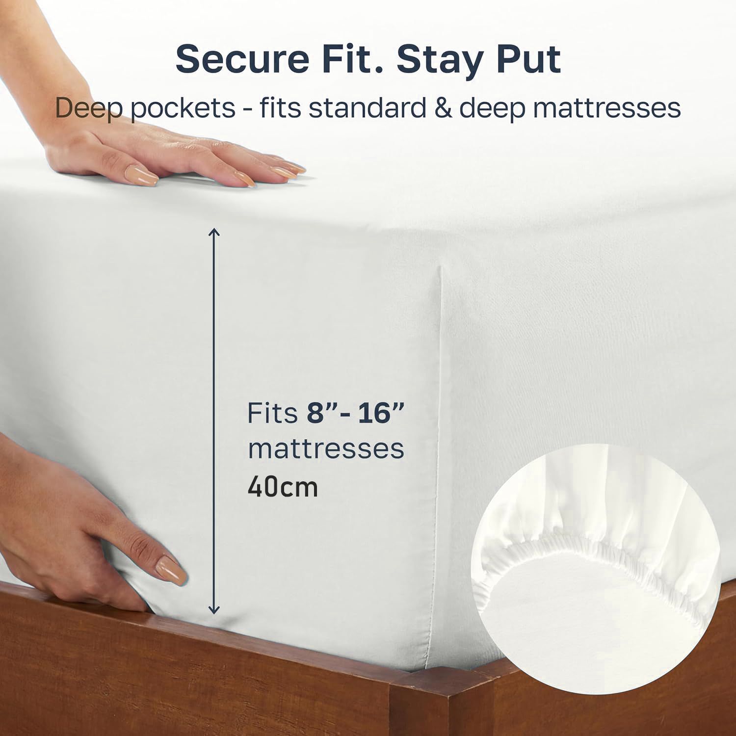 Hotel Quality Fitted sheets - 2 Piece Fitted sheets  -Breathable Bedding - Wrinkle, Fade, Stain Resistant- 26inch/40cm Deep Pocket Fitted Bed Sheet-Wrinkle and Fade Resistant,(White,King Single) - Image 2