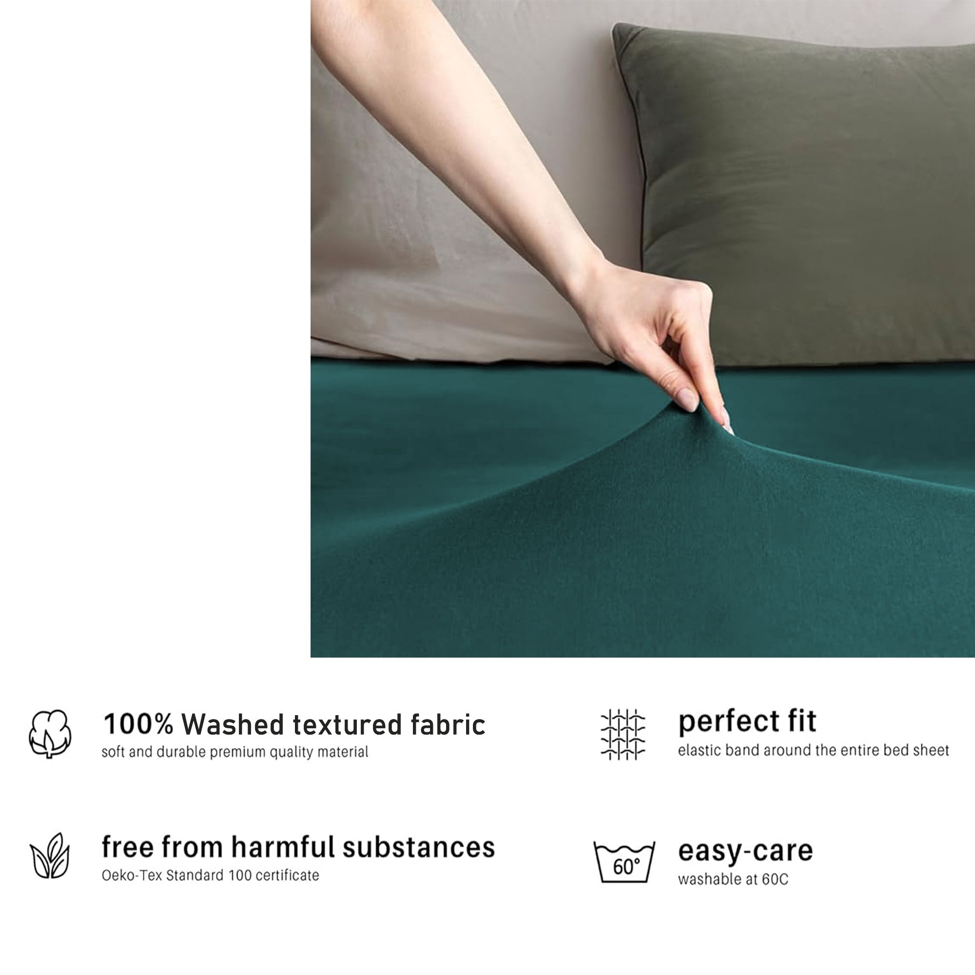 Hotel Quality Fitted sheets - 2 Piece Fitted sheets  -Breathable Bedding - Wrinkle, Fade, Stain Resistant- 26inch/40cm Deep Pocket Fitted Bed Sheet-Wrinkle and Fade Resistant,(Biscay blue,King Single) - Image 5