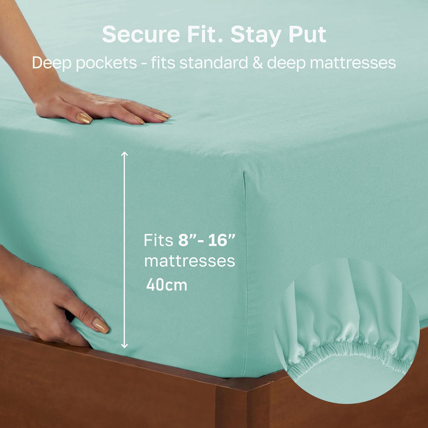 Hotel Quality Fitted sheets - 2 Piece Fitted sheets  -Breathable Bedding - Wrinkle, Fade, Stain Resistant- 26inch/40cm Deep Pocket Fitted Bed Sheet-Wrinkle and Fade Resistant,(Ice blue,Queen) - Image 3