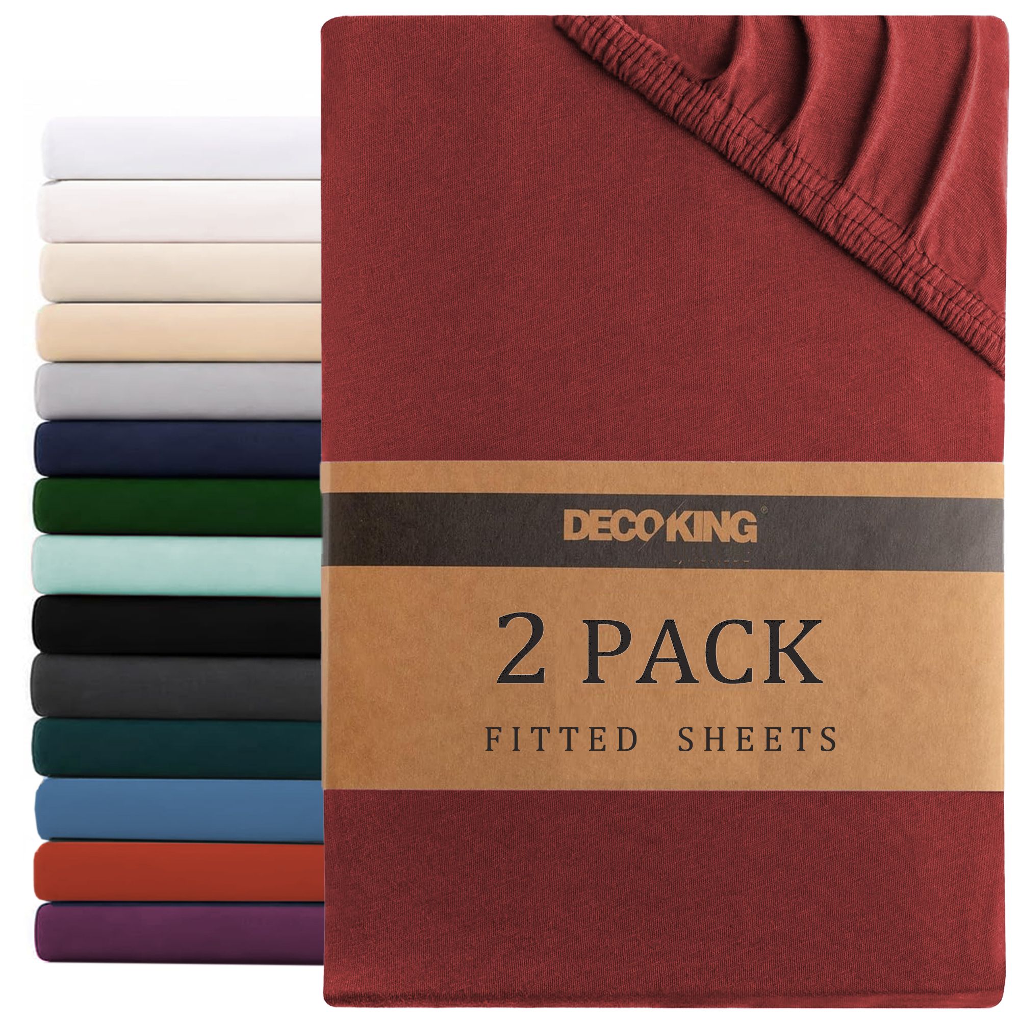 Hotel Quality Fitted sheets - 2 Piece Fitted sheets  -Breathable Bedding - Wrinkle, Fade, Stain Resistant- 26inch/40cm Deep Pocket Fitted Bed Sheet-Wrinkle and Fade Resistant,(Red,Queen) - Image 1
