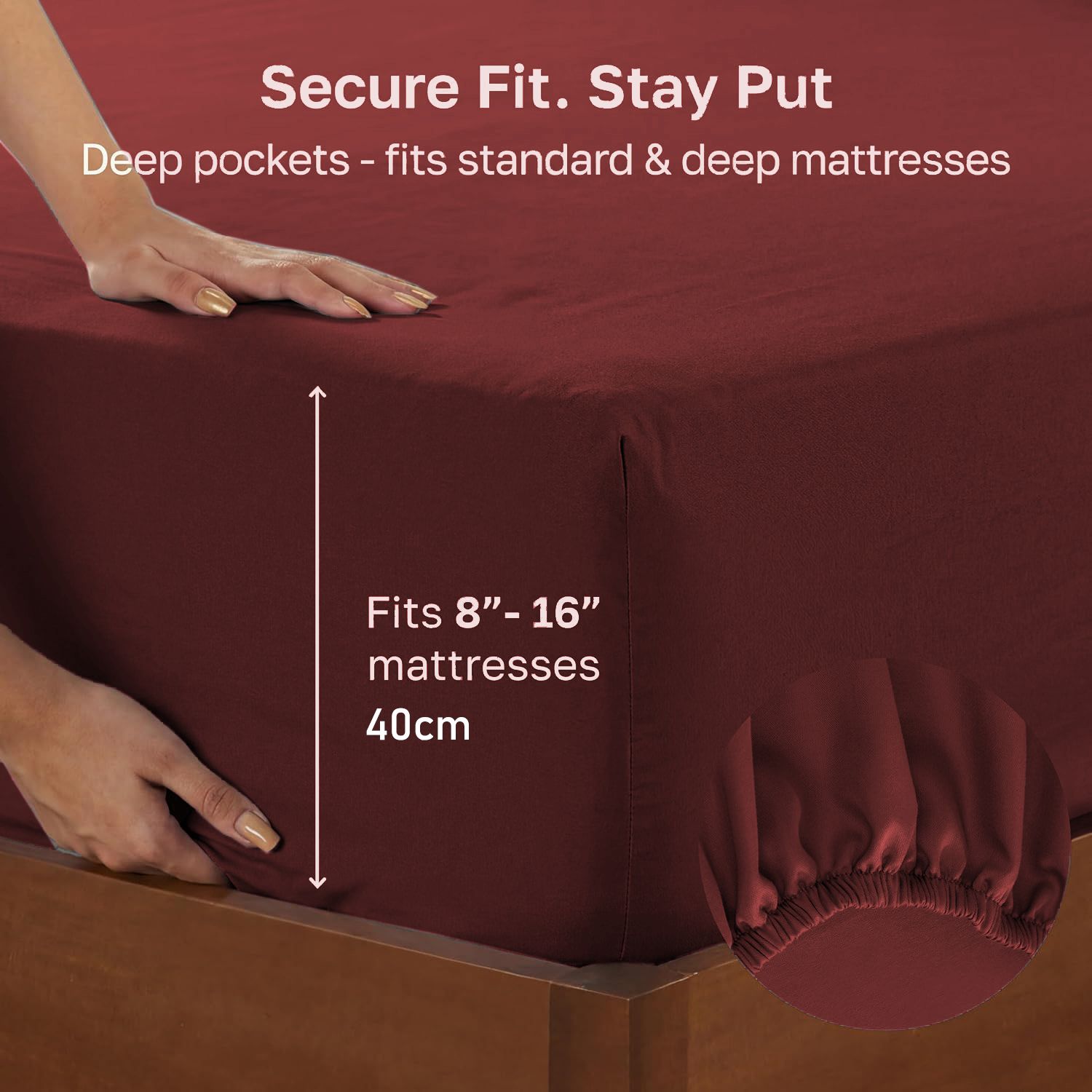 Hotel Quality Fitted sheets - 2 Piece Fitted sheets  -Breathable Bedding - Wrinkle, Fade, Stain Resistant- 26inch/40cm Deep Pocket Fitted Bed Sheet-Wrinkle and Fade Resistant,(Red,Queen) - Image 3