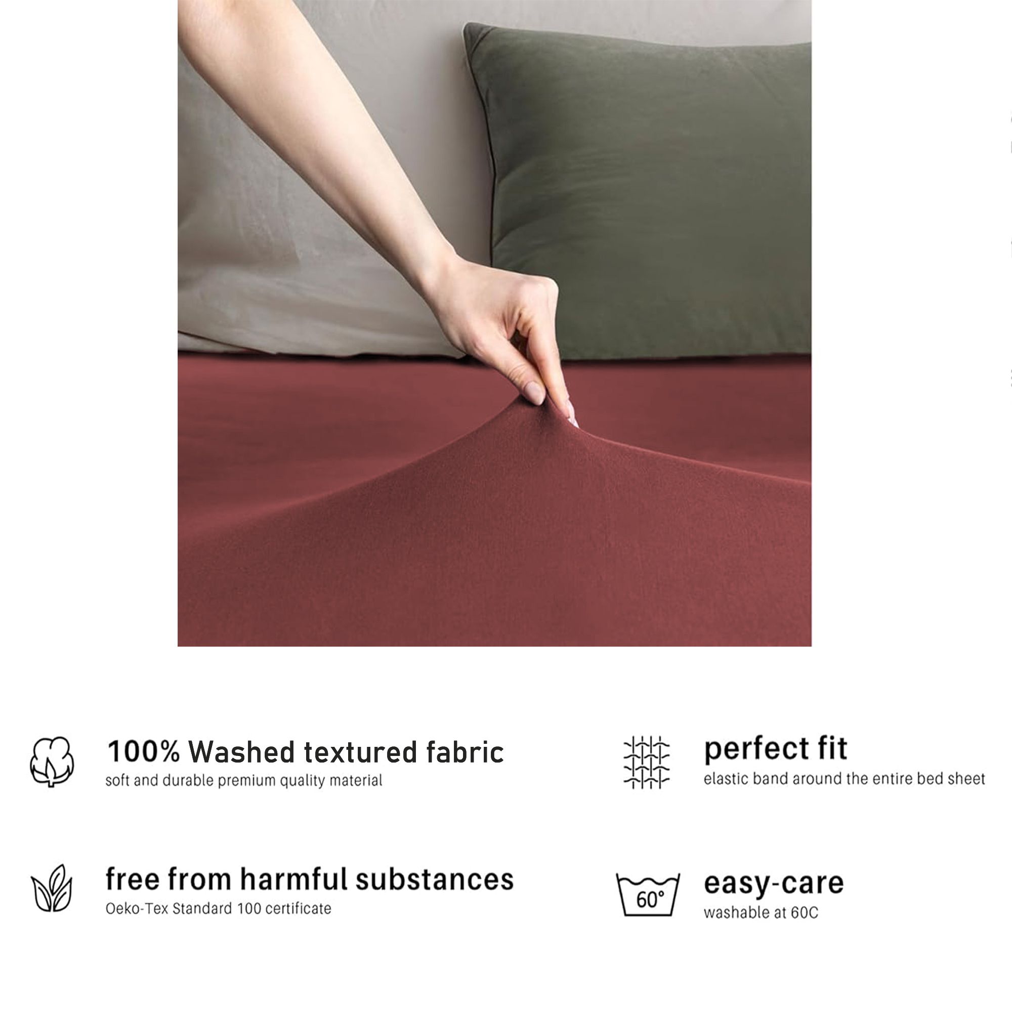 Hotel Quality Fitted sheets - 2 Piece Fitted sheets  -Breathable Bedding - Wrinkle, Fade, Stain Resistant- 26inch/40cm Deep Pocket Fitted Bed Sheet-Wrinkle and Fade Resistant,(Red,Queen) - Image 5