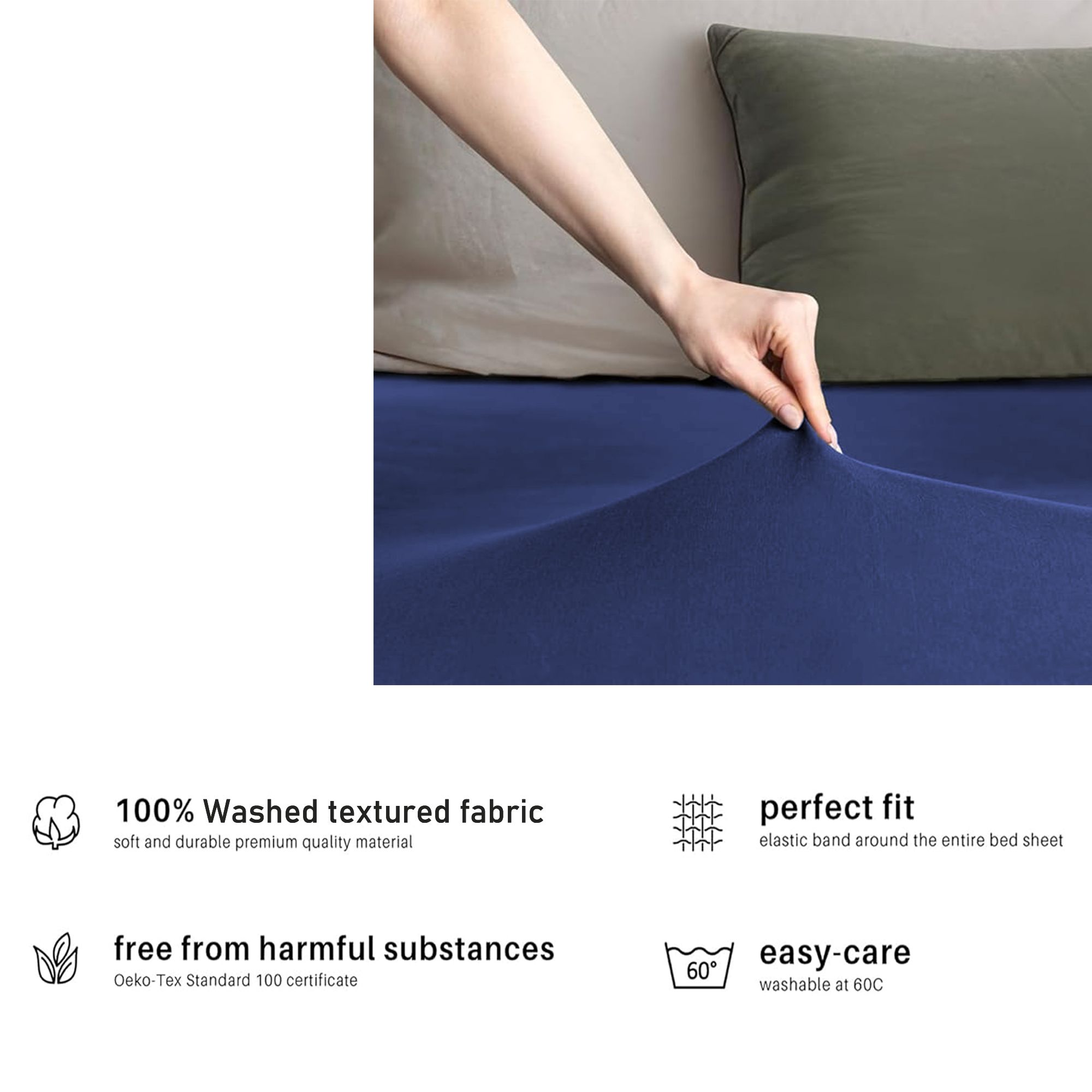 Hotel Quality Fitted sheets - 2 Piece Fitted sheets  -Breathable Bedding - Wrinkle, Fade, Stain Resistant- 26inch/40cm Deep Pocket Fitted Bed Sheet-Wrinkle and Fade Resistant,(Royal blue,Queen) - Image 5
