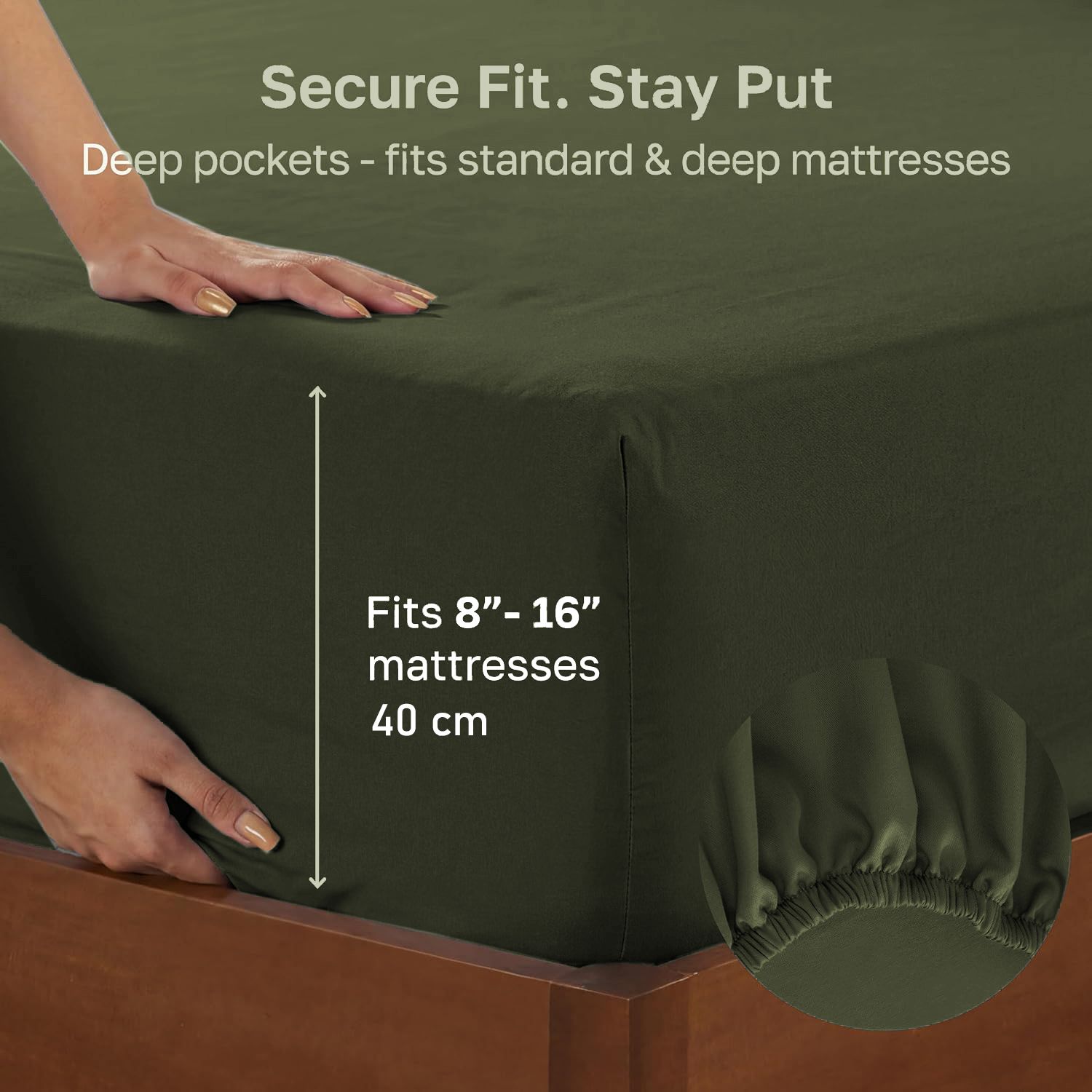 Hotel Quality Fitted sheets - 2 Piece Fitted sheets  -Breathable Bedding - Wrinkle, Fade, Stain Resistant- 26inch/40cm Deep Pocket Fitted Bed Sheet-Wrinkle and Fade Resistant,(Olive green,Queen) - Image 2
