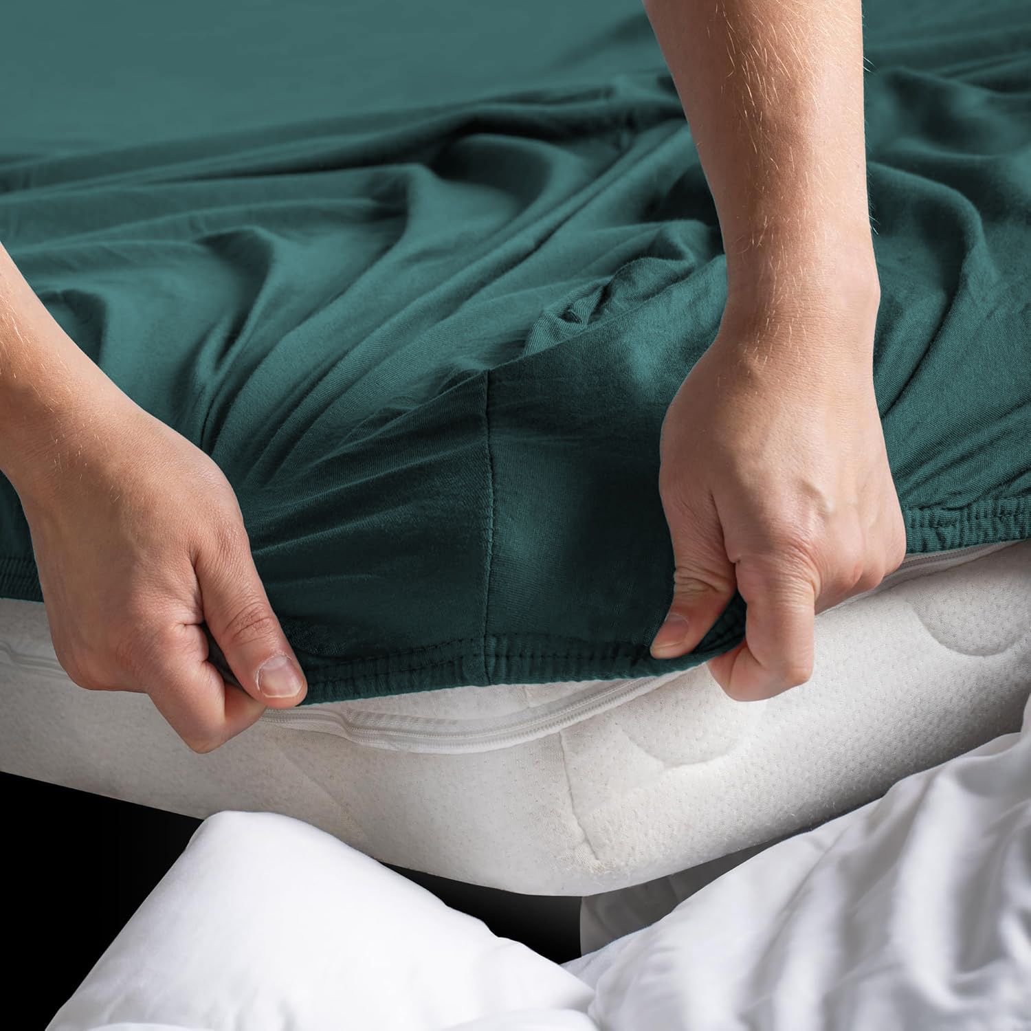 Hotel Quality Fitted sheets - 2 Piece Fitted sheets  -Breathable Bedding - Wrinkle, Fade, Stain Resistant- 26inch/40cm Deep Pocket Fitted Bed Sheet-Wrinkle and Fade Resistant,(Biscay blue,Queen) - Image 2