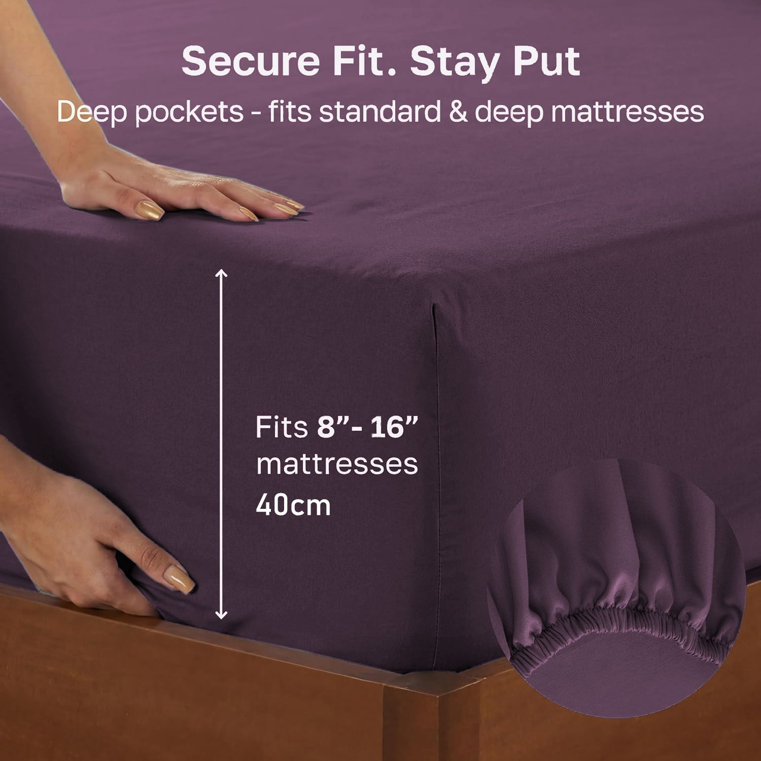 Hotel Quality Fitted sheets - 2 Piece Fitted sheets  -Breathable Bedding - Wrinkle, Fade, Stain Resistant- 26inch/40cm Deep Pocket Fitted Bed Sheet-Wrinkle and Fade Resistant,(Purple,Queen) - Image 2