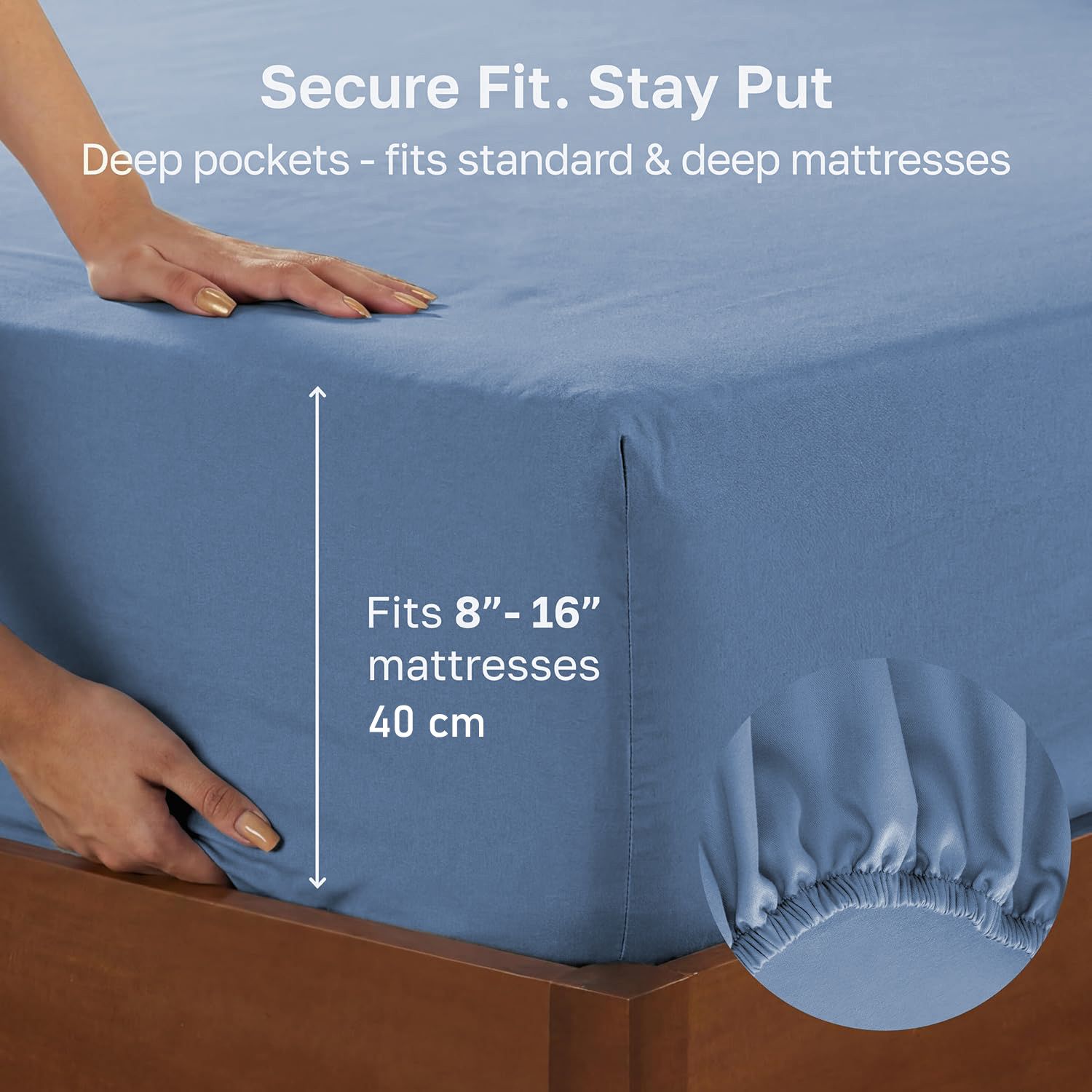 Hotel Quality Fitted sheets - 2 Piece Fitted sheets  -Breathable Bedding - Wrinkle, Fade, Stain Resistant- 26inch/40cm Deep Pocket Fitted Bed Sheet-Wrinkle and Fade Resistant,(Ocean,Single) - Image 3