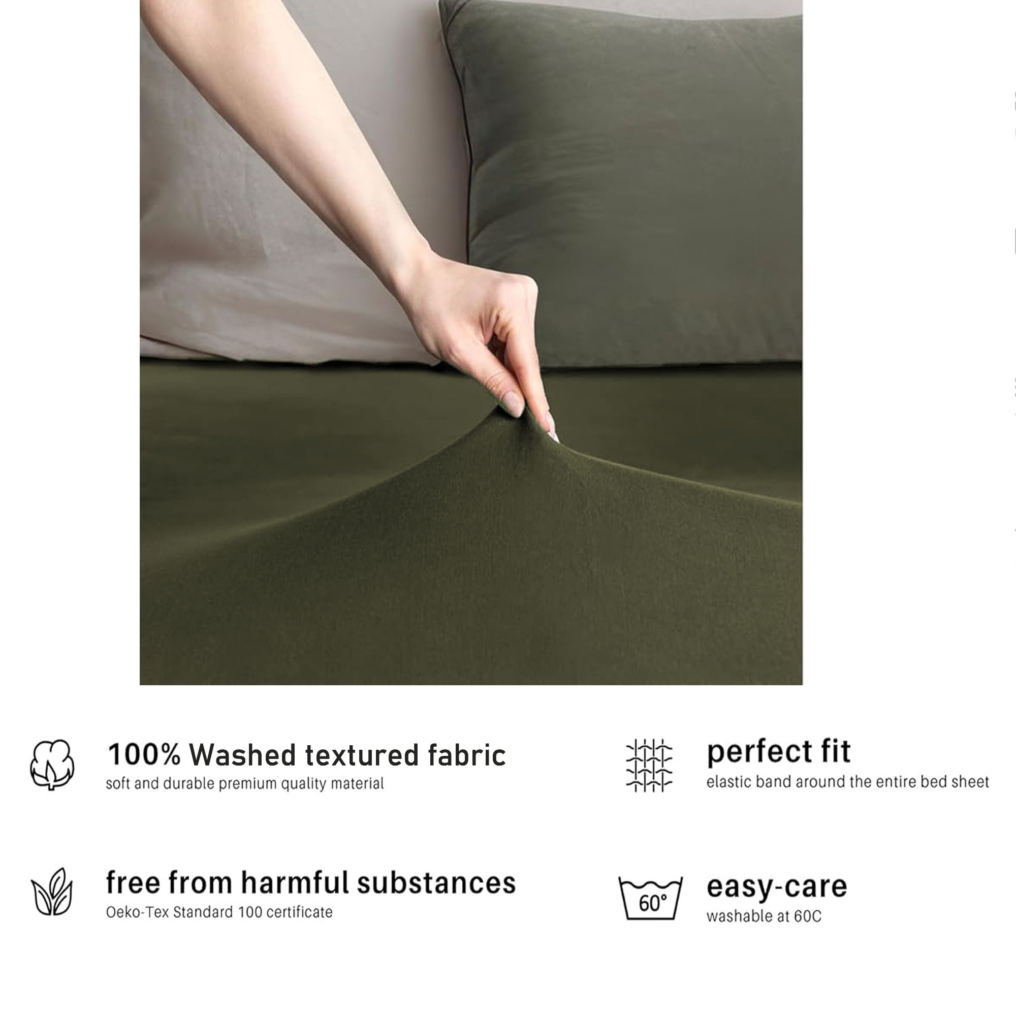 Hotel Quality Fitted sheets - 2 Piece Fitted sheets  -Breathable Bedding - Wrinkle, Fade, Stain Resistant- 26inch/40cm Deep Pocket Fitted Bed Sheet-Wrinkle and Fade Resistant,(Olive green,Single) - Image 5