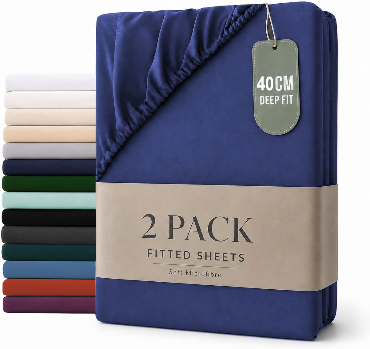 Hotel Quality Fitted sheets - 2 Piece Fitted sheets  -Breathable Bedding - Wrinkle, Fade, Stain Resistant- 26inch/40cm Deep Pocket Fitted Bed Sheet-Wrinkle and Fade Resistant,(Royal blue,Super King) - Image 1