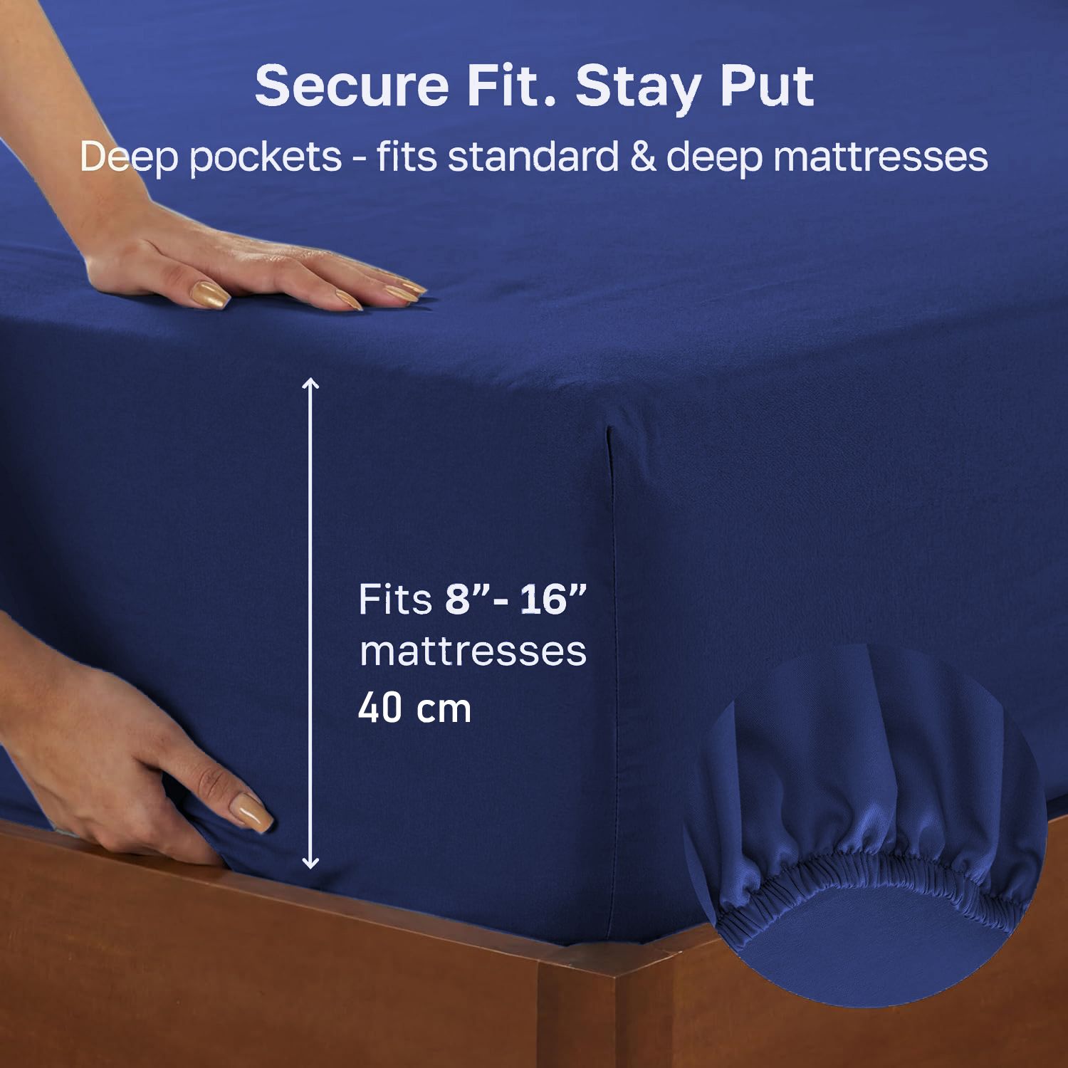 Hotel Quality Fitted sheets - 2 Piece Fitted sheets  -Breathable Bedding - Wrinkle, Fade, Stain Resistant- 26inch/40cm Deep Pocket Fitted Bed Sheet-Wrinkle and Fade Resistant,(Royal blue,Super King) - Image 2