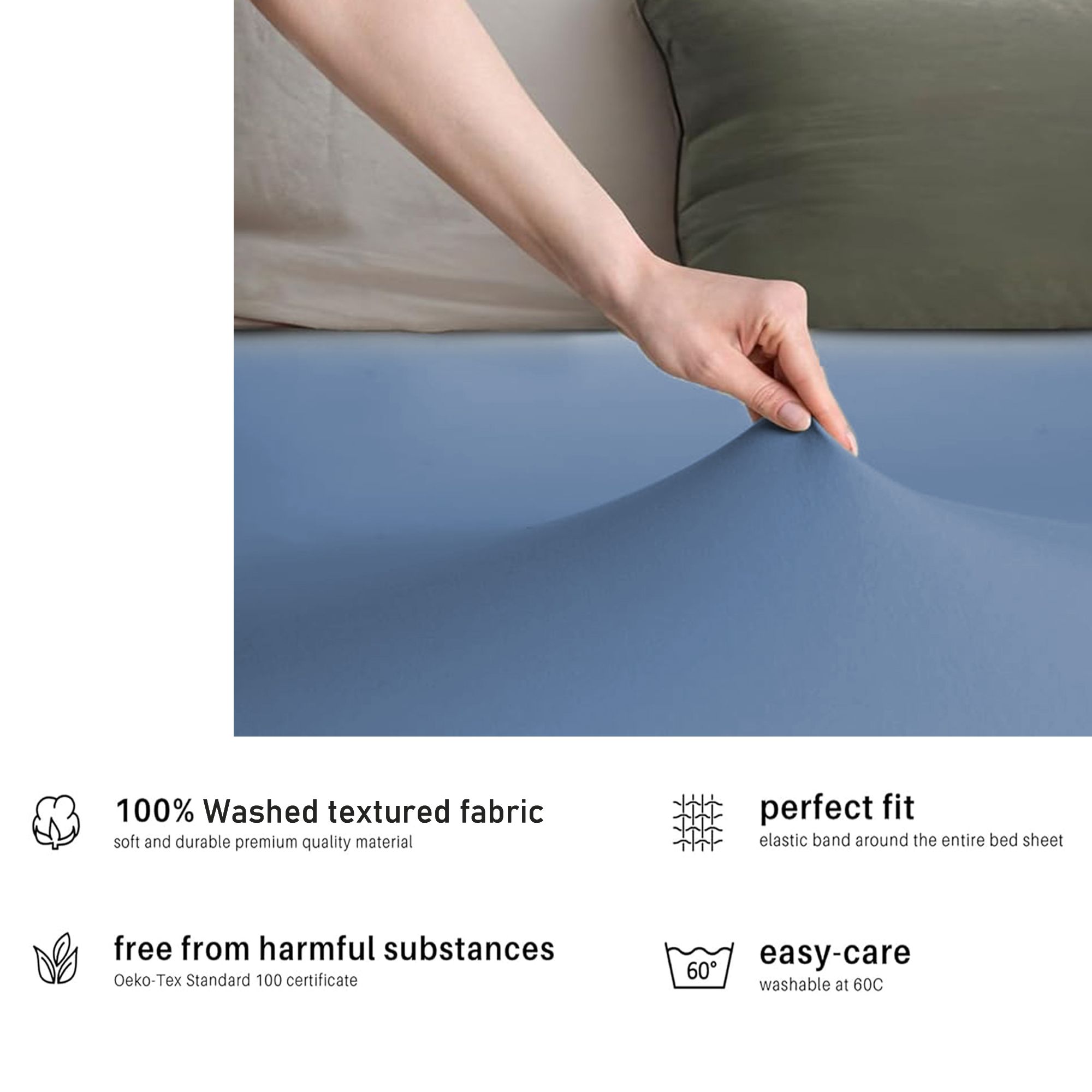 Hotel Quality Fitted sheets - 2 Piece Fitted sheets  -Breathable Bedding - Wrinkle, Fade, Stain Resistant- 26inch/40cm Deep Pocket Fitted Bed Sheet-Wrinkle and Fade Resistant,(Ocean,Super King) - Image 4