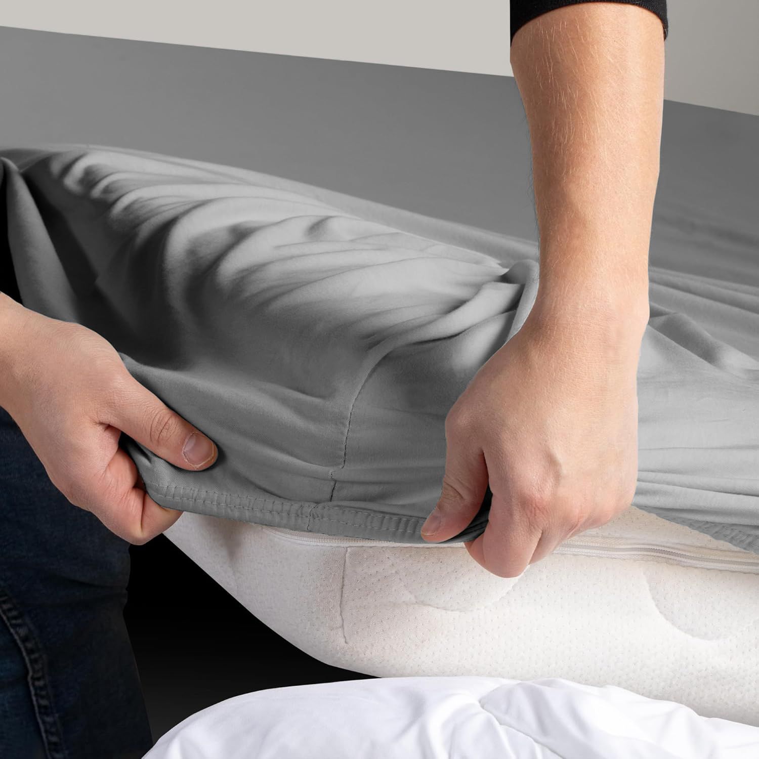 Hotel Quality Fitted sheets - 2 Piece Fitted sheets  -Breathable Bedding - Wrinkle, Fade, Stain Resistant- 26inch/40cm Deep Pocket Fitted Bed Sheet-Wrinkle and Fade Resistant,(Grey,Super King) - Image 3