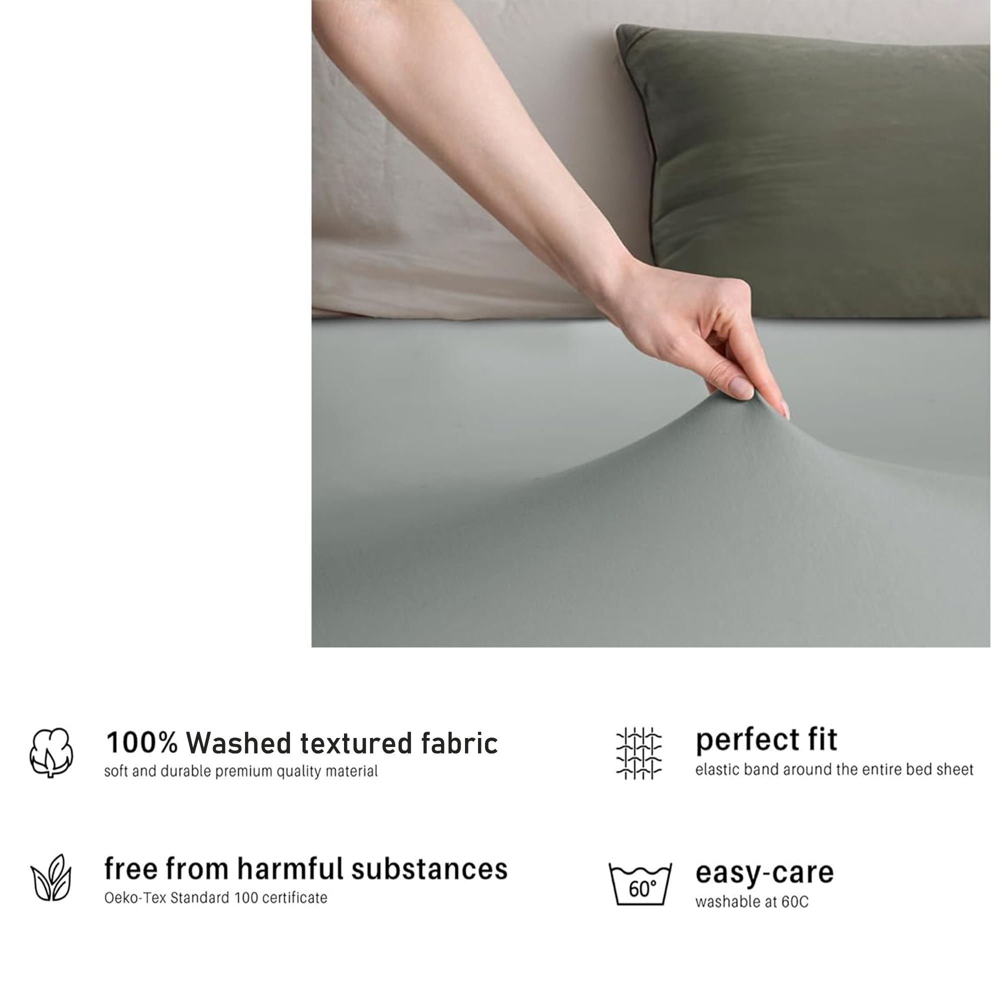 Hotel Quality Fitted sheets - 2 Piece Fitted sheets  -Breathable Bedding - Wrinkle, Fade, Stain Resistant- 26inch/40cm Deep Pocket Fitted Bed Sheet-Wrinkle and Fade Resistant,(Silver-gray,Super King) - Image 5