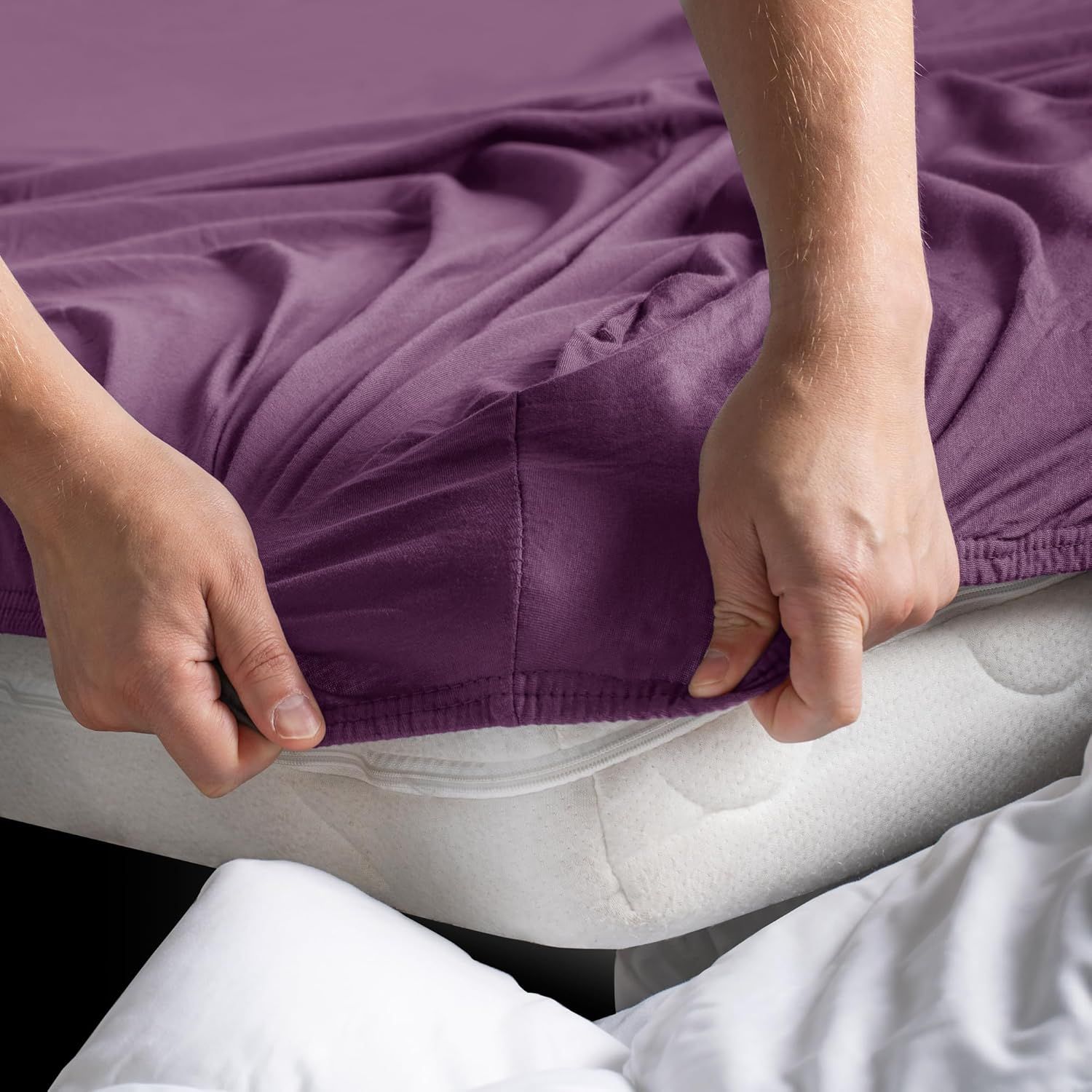 Hotel Quality Fitted sheets - 2 Piece Fitted sheets  -Breathable Bedding - Wrinkle, Fade, Stain Resistant- 26inch/40cm Deep Pocket Fitted Bed Sheet-Wrinkle and Fade Resistant,(Purple,Super King) - Image 3