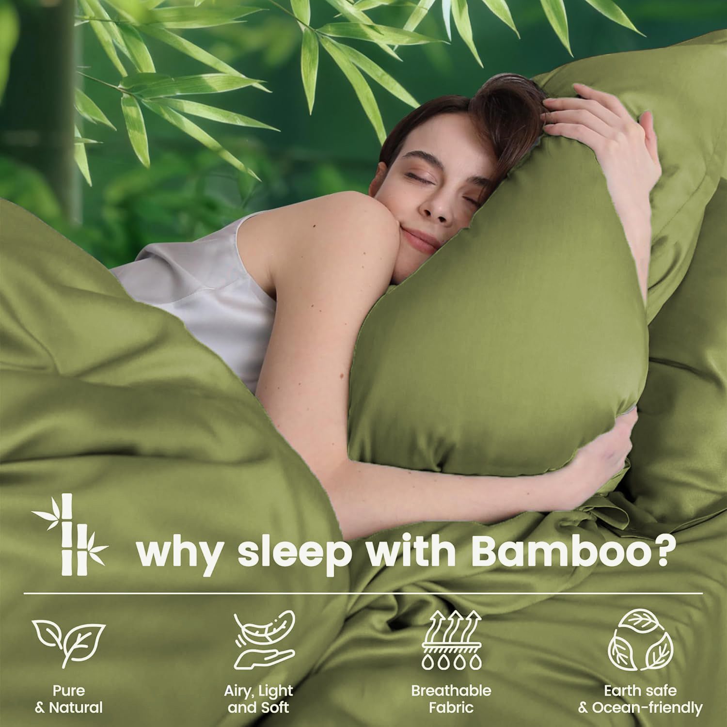 4 Piece Ultra Soft Bamboo Breathable Sheet Set -Hotel 2000TC Breathable Bed Sheets Set with 37 Centimetre Deep Pocket-Breathable Sheets for Hot Sleepers(Olive green,Double) - Image 4
