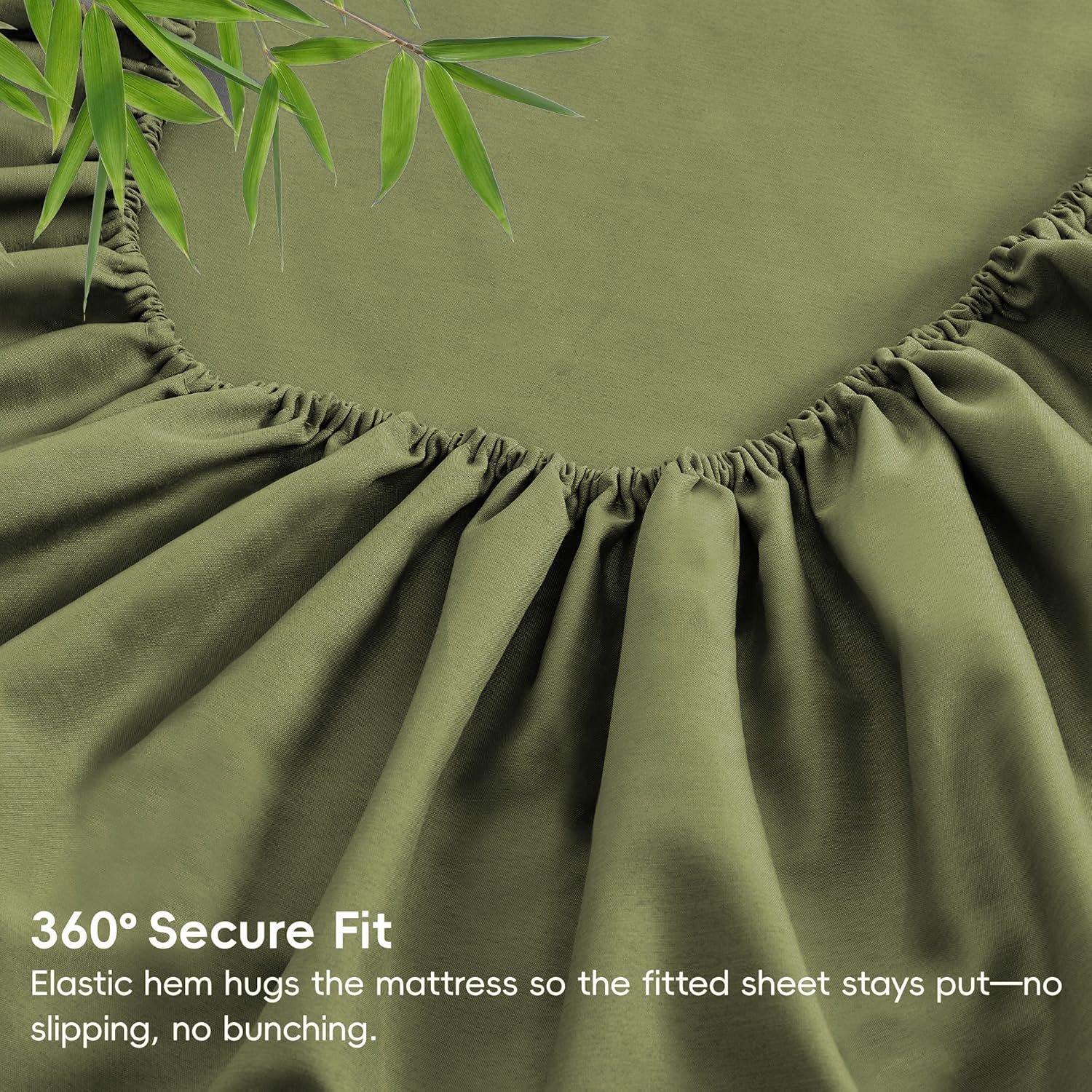 4 Piece Ultra Soft Bamboo Breathable Sheet Set -Hotel 2000TC Breathable Bed Sheets Set with 37 Centimetre Deep Pocket-Breathable Sheets for Hot Sleepers(Olive green,King) - Image 6