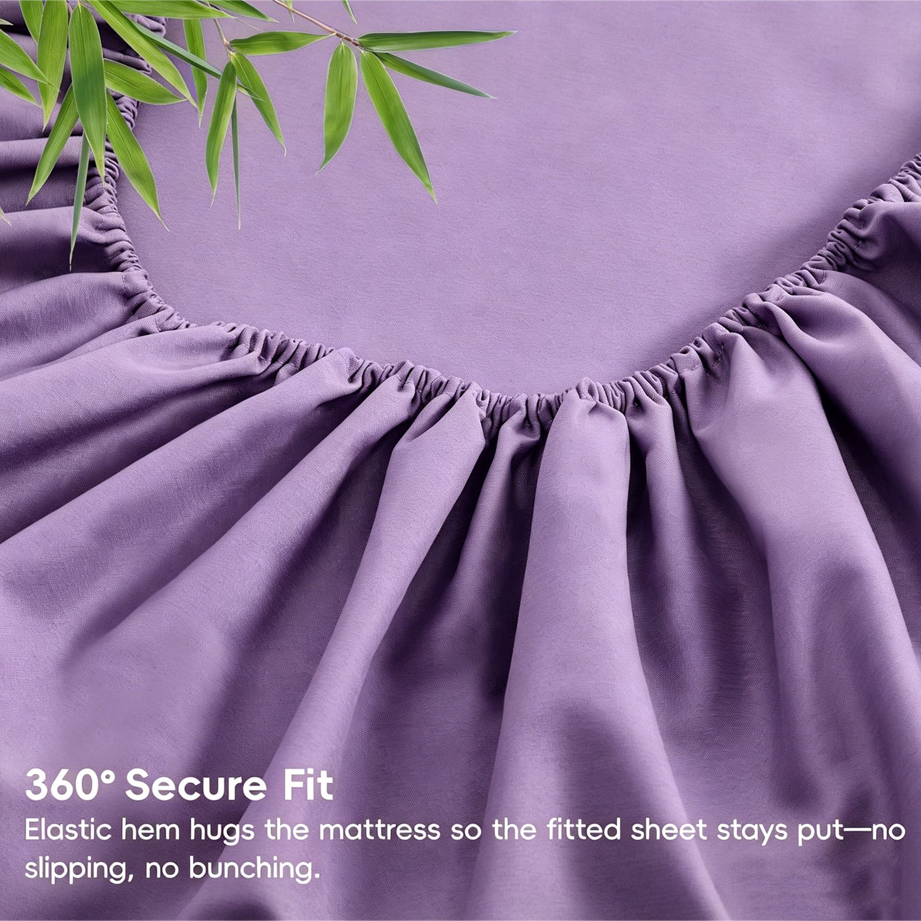 4 Piece Ultra Soft Bamboo Breathable Sheet Set -Hotel 2000TC Breathable Bed Sheets Set with 37 Centimetre Deep Pocket-Breathable Sheets for Hot Sleepers(Purple,King) - Image 6