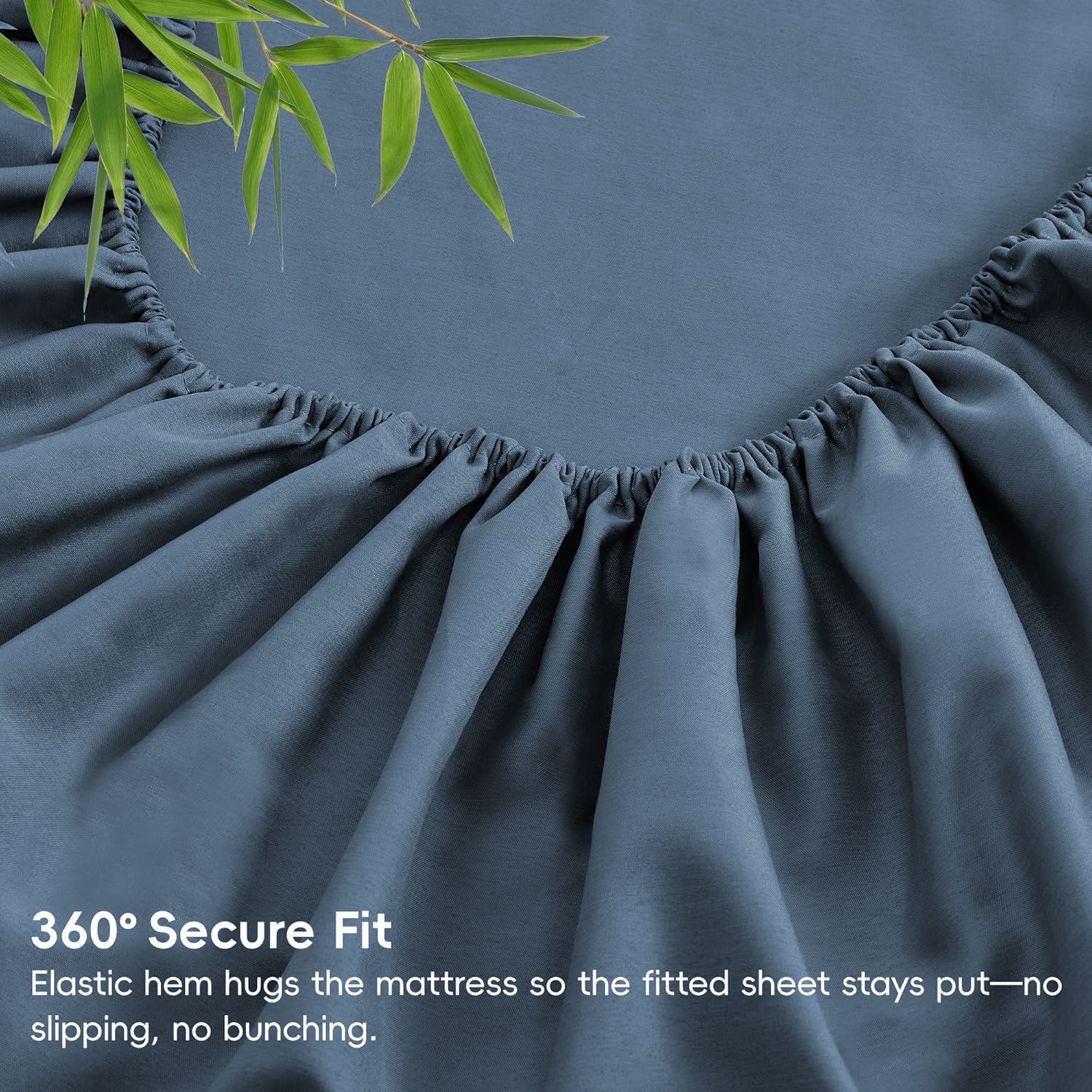 Hotel Breathable Bamboo Fitted Sheet & Pillowcase-2 Piece-Ultra Soft 2000TC Breathable Fitted Bed Sheets Set with 37 Centimetre Deep Pocket-Cooling Sheets for Hot Sleepers(Navy,King Single) - Image 5