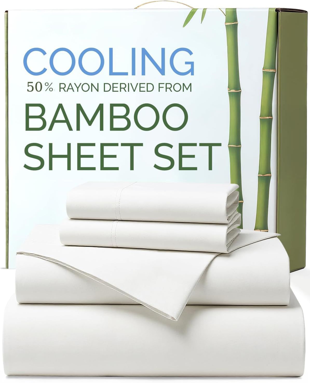 3 Piece Ultra Soft Bamboo Breathable Sheet Set -Hotel 2000TC Breathable Bed Sheets Set with 37 Centimetre Deep Pocket-Breathable Sheets for Hot Sleepers(White,King Single) - Image 1