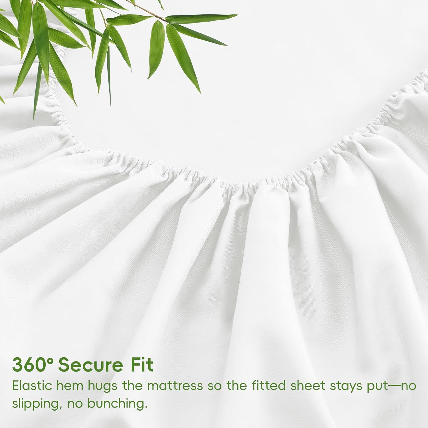 Hotel Breathable Bamboo Fitted Sheet & Pillowcase-3 Piece-Ultra Soft 2000TC Breathable Fitted Bed Sheets Set with 37 Centimetre Deep Pocket-Cooling Sheets for Hot Sleepers(White,Queen) - Image 6