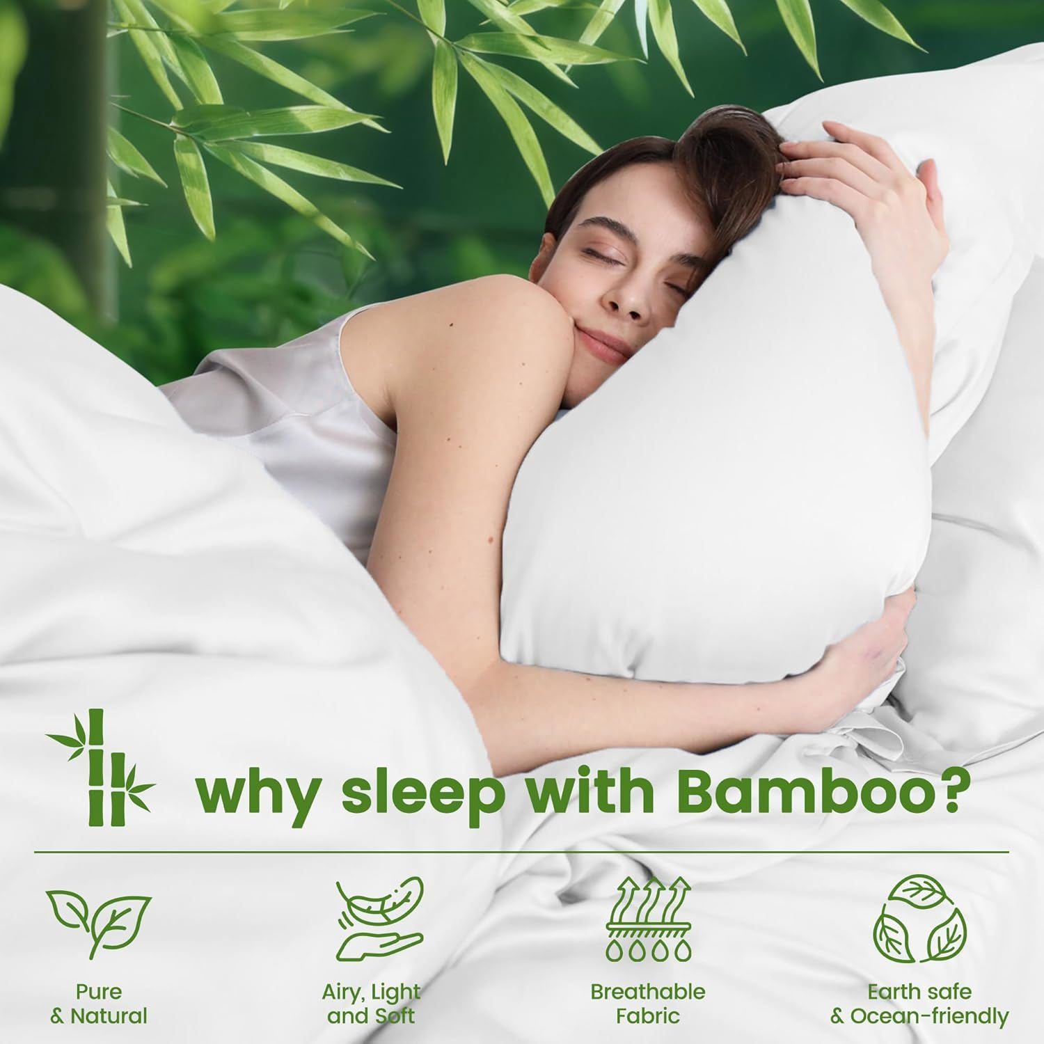 4 Piece Ultra Soft Bamboo Breathable Sheet Set -Hotel 2000TC Breathable Bed Sheets Set with 37 Centimetre Deep Pocket-Breathable Sheets for Hot Sleepers(White,Queen) - Image 4