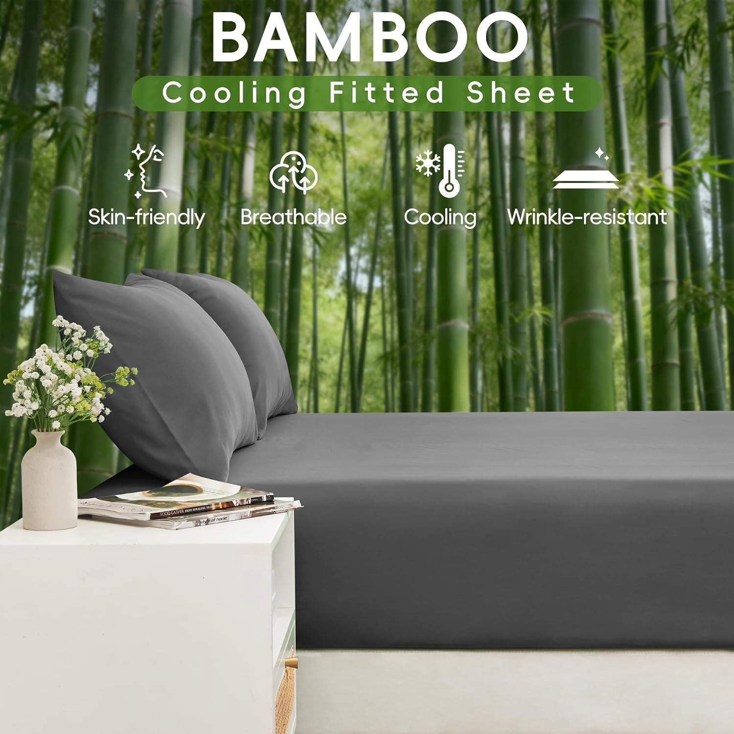 3 Piece Ultra Soft Bamboo Breathable Sheet Set -Hotel 2000TC Breathable Bed Sheets Set with 37 Centimetre Deep Pocket-Breathable Sheets for Hot Sleepers(Grey,Single) - Image 5