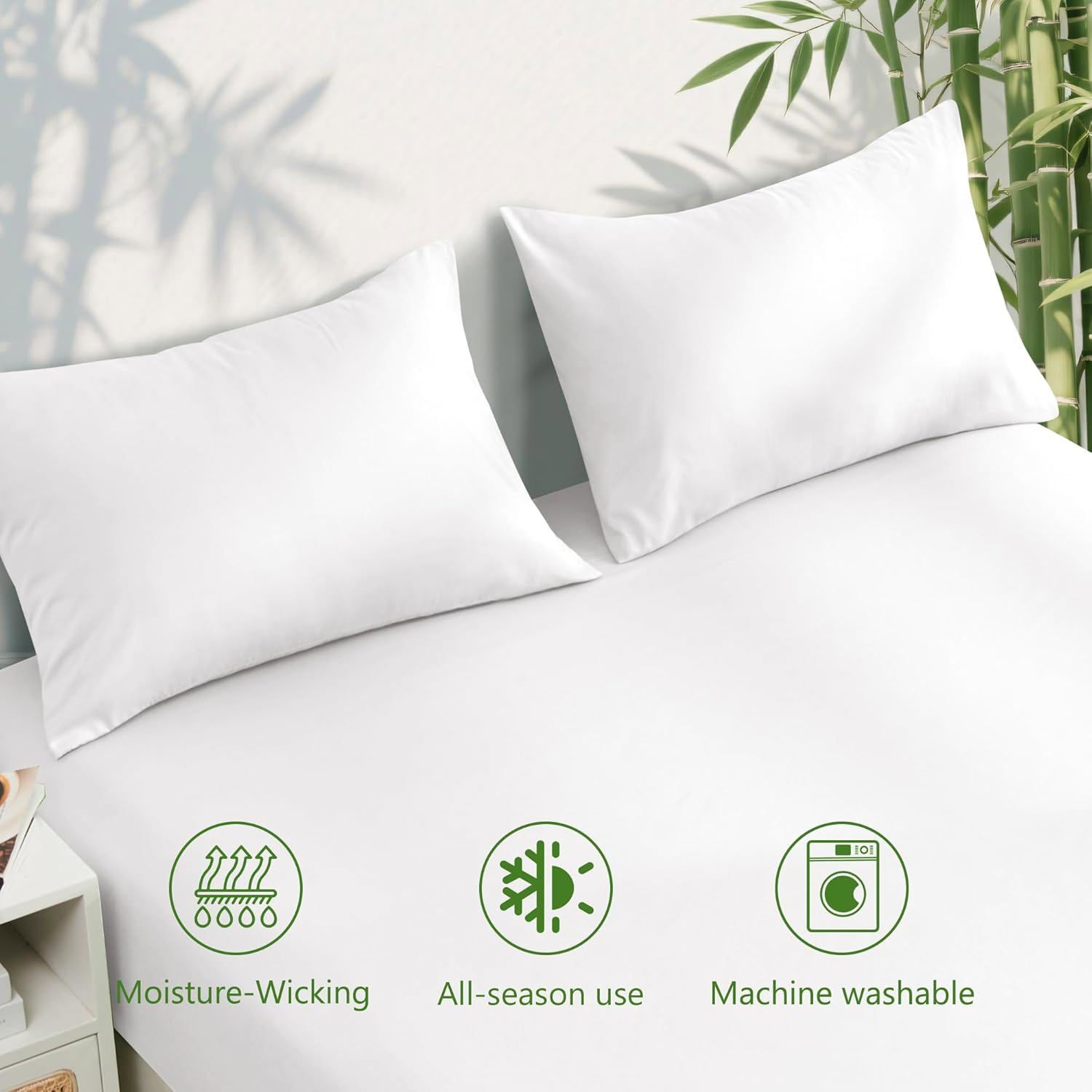 3 Piece Ultra Soft Bamboo Breathable Sheet Set -Hotel 2000TC Breathable Bed Sheets Set with 37 Centimetre Deep Pocket-Breathable Sheets for Hot Sleepers(White,Single) - Image 5