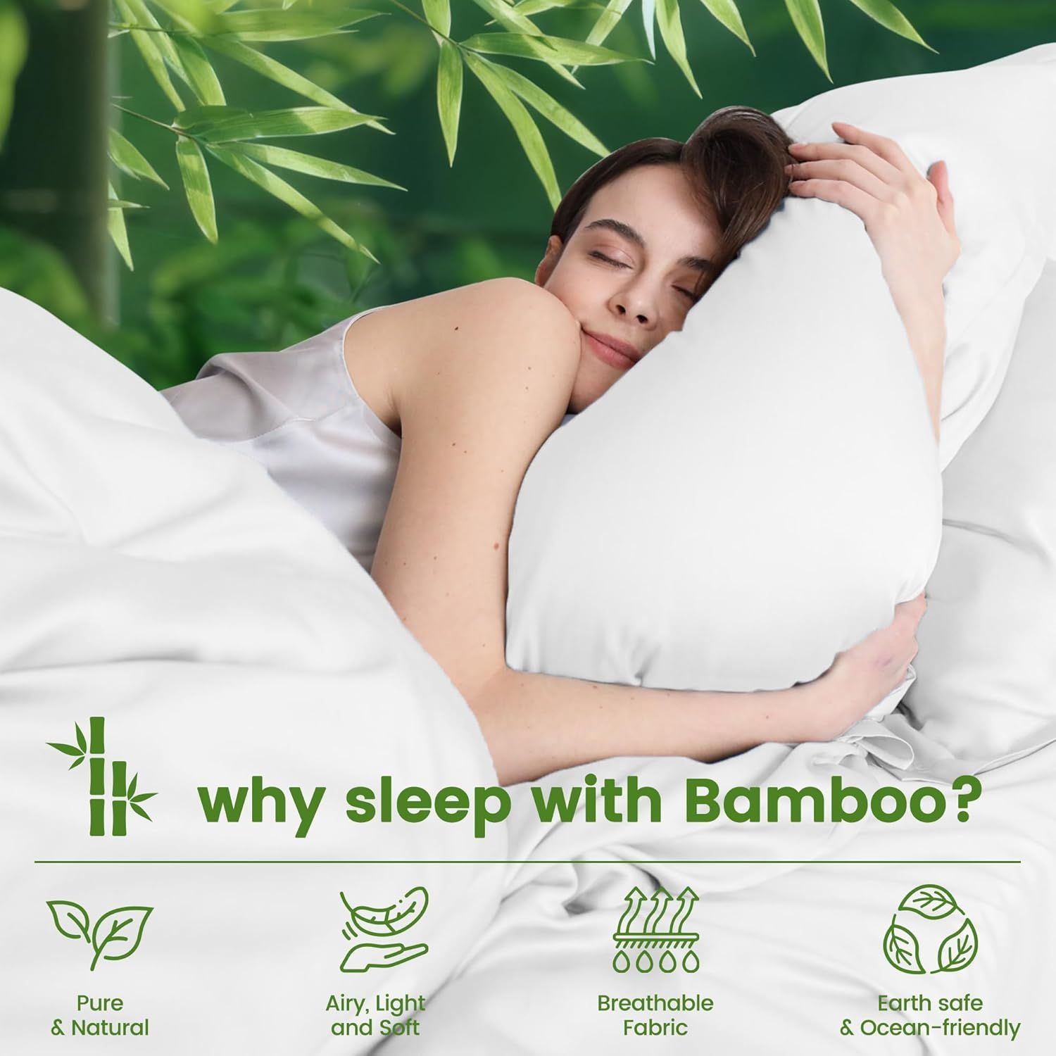 Hotel Breathable Bamboo Fitted Sheet & Pillowcase-3 Piece-Ultra Soft 2000TC Breathable Fitted Bed Sheets Set with 40 Centimetre Deep Pocket-Cooling Sheets for Hot Sleepers(White,Super King) - Image 3