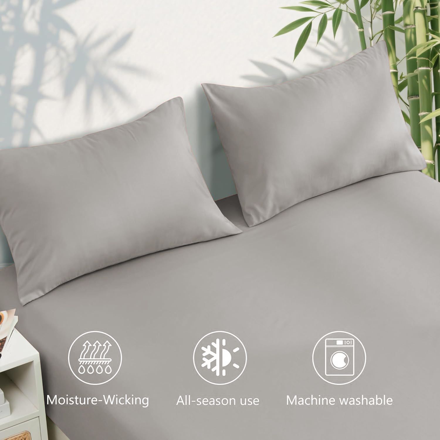 4 Piece Ultra Soft Bamboo Breathable Sheet Set -Hotel 2000TC Breathable Bed Sheets Set with 40 Centimetre Deep Pocket-Breathable Sheets for Hot Sleepers(Silver-gray,Super King) - Image 5