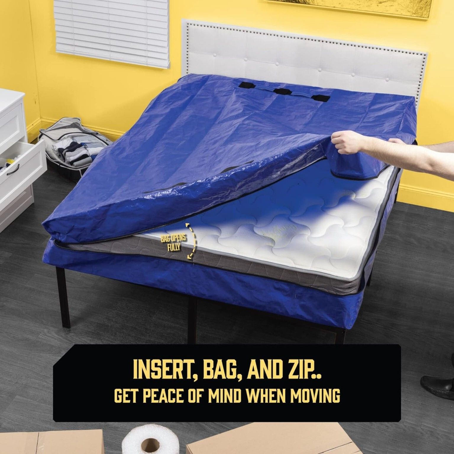 Mattress Bag Mattresses Protector Plastic Moving Storage Dust Cover Carry Bed Waterproof Zipper Packing Reusable Disposal, Extra Thick Heavy Duty, with Handles(Double) - Image 3