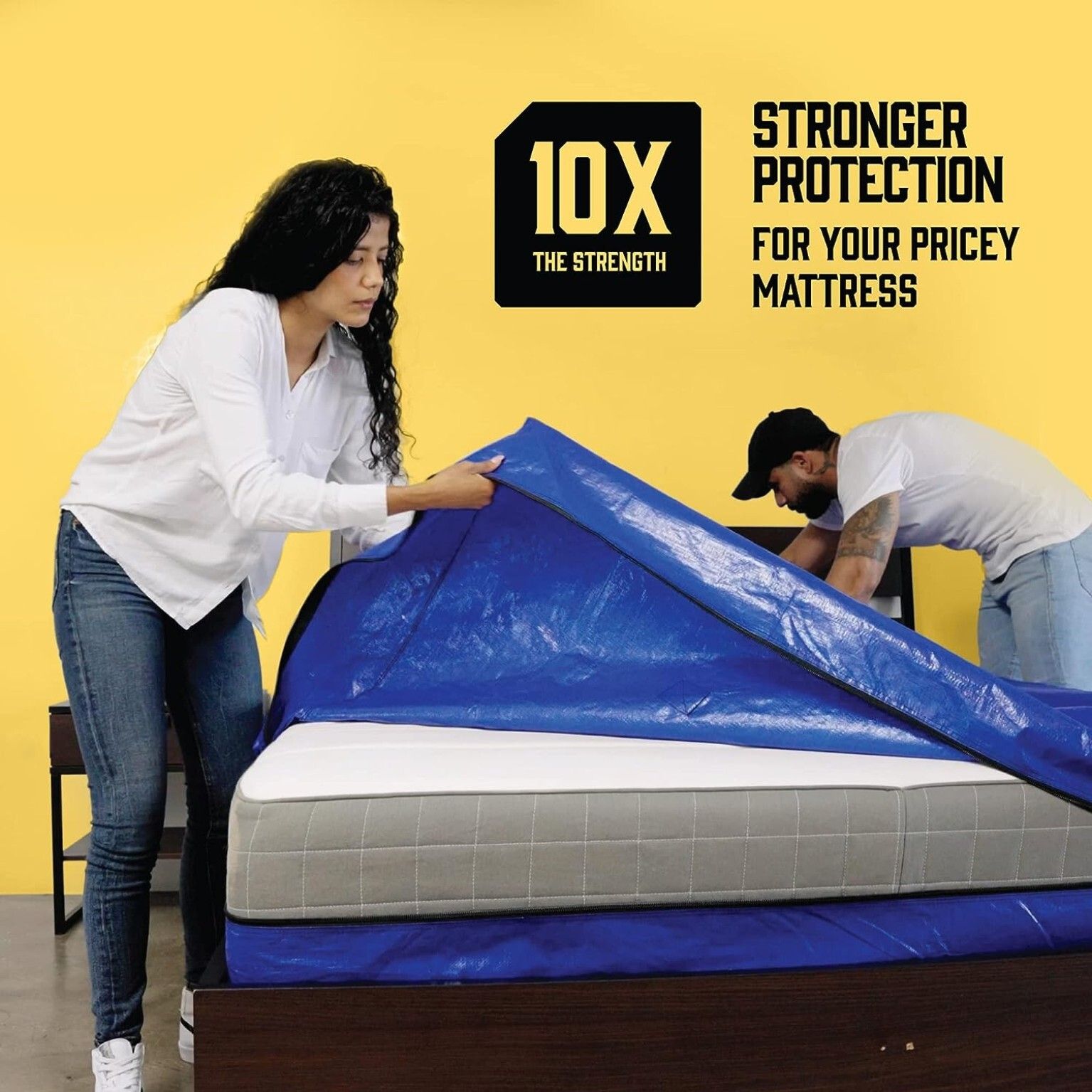 Mattress Bag Mattresses Protector Plastic Moving Storage Dust Cover Carry Bed Waterproof Zipper Packing Reusable Disposal, Extra Thick Heavy Duty, with Handles(Single) - Image 6
