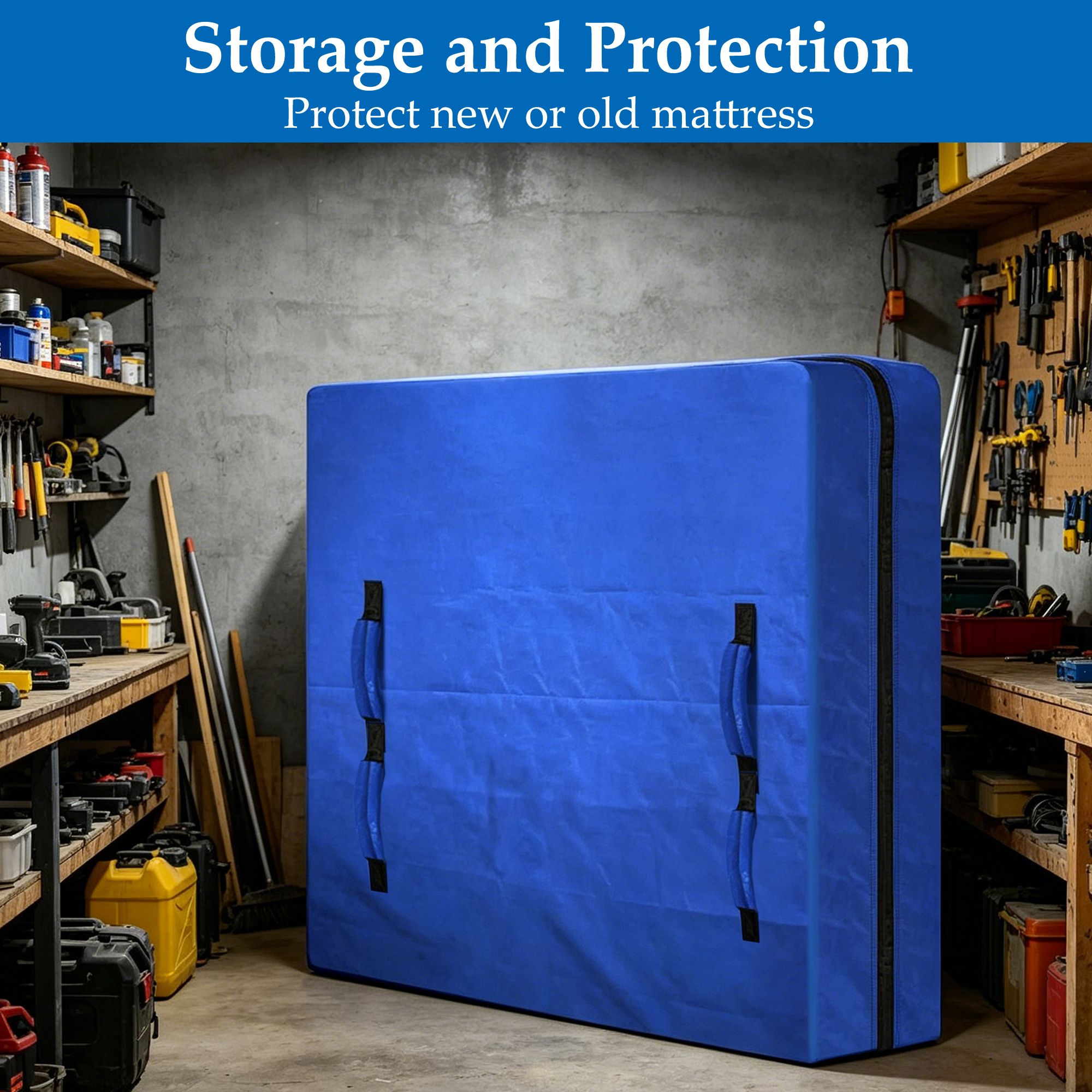 Waterproof Mattress Bag Mattresses Protector Plastic Moving Storage Dust Cover Carry Bed Zipper Packing Reusable Disposal, Extra Thick Heavy Duty, with 8 Handles(Single) - Image 6