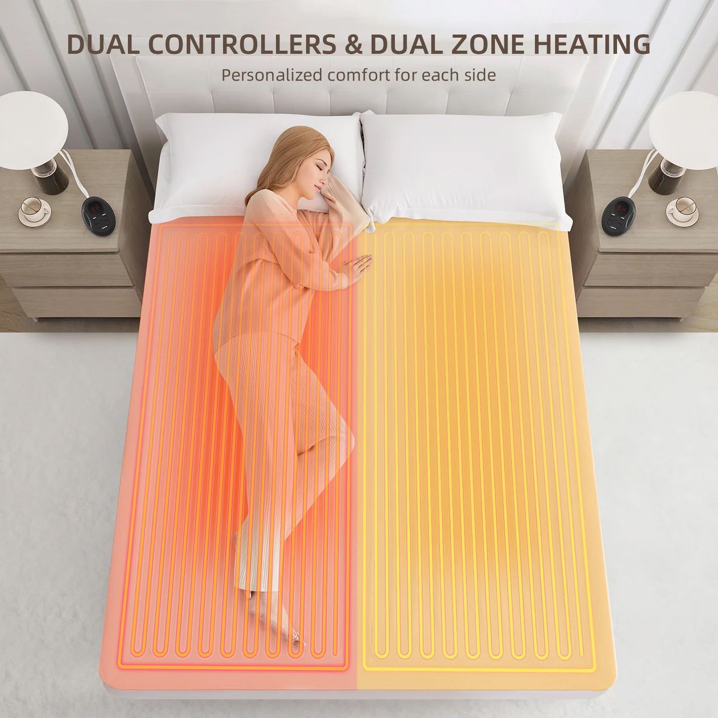 Heated Mattress Pad - Bedding Electric Blanket with 9 Heat Setting & 9-Hour Auto Off, Heated Mattress Pad-Machine Washable Fully Fitted Heating Pad with Overheat Protection , 800GSM Non Woven Fabric-fitted sheet cover((Double) - Image 2