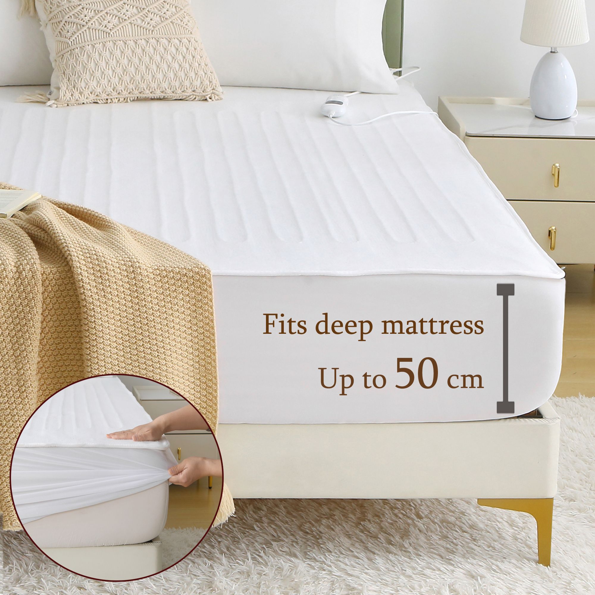 Heated Mattress Pad - Bedding Electric Blanket with 9 Heat Setting & 9-Hour Auto Off, Heated Mattress Pad-Machine Washable Fully Fitted Heating Pad with Overheat Protection , 800GSM Non Woven Fabric-fitted sheet cover(King) - Image 3