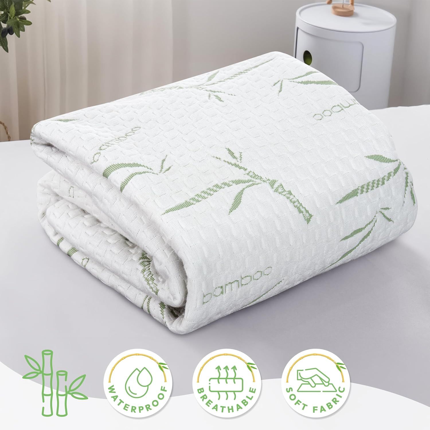 Waterproof Mattress Protector,Breathable Mattress Cover,3D Air Fabric Cooling Bed Pad Cover, Deep Pocket 40cm(King Single,Green) - Image 7
