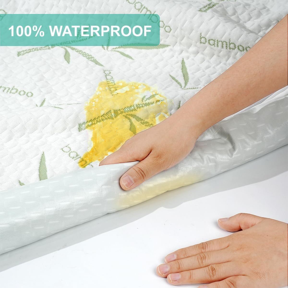 Waterproof Mattress Protector,Breathable Mattress Cover,3D Air Fabric Cooling Bed Pad Cover, Deep Pocket 40cm(Queen,Green) - Image 2