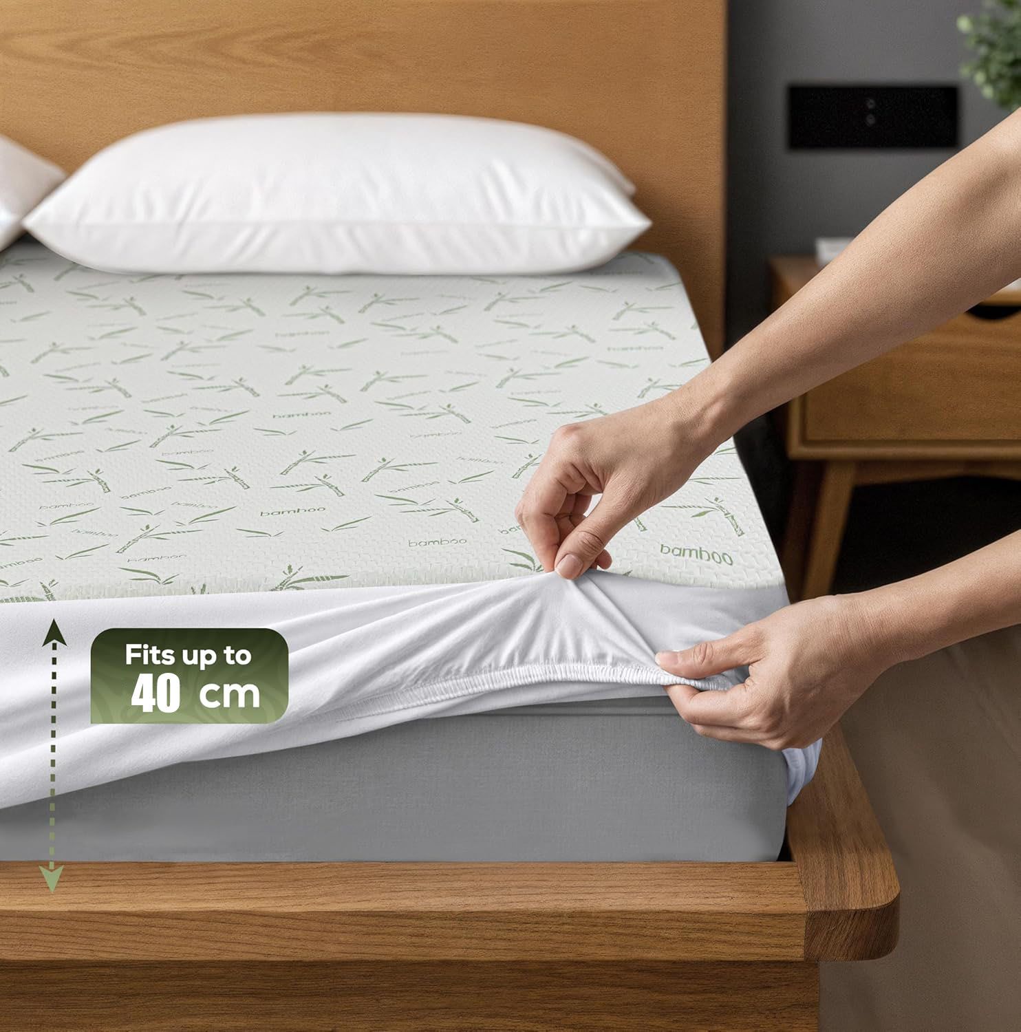 Waterproof Mattress Protector,Breathable Mattress Cover,3D Air Fabric Cooling Bed Pad Cover, Deep Pocket 40cm(Queen,Green) - Image 5