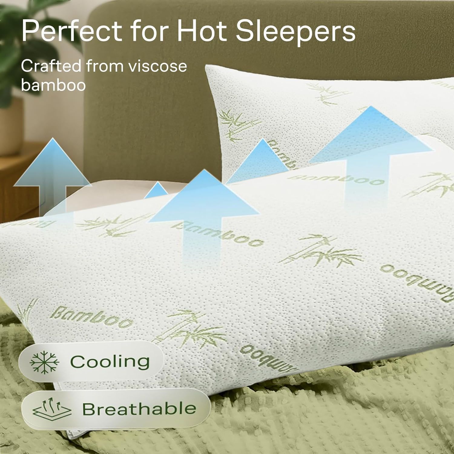 Waterproof Bamboo Pillow Protector Cover,100% Bug Water Proof Zippered Pillow Cases Body Size (1 Pack,Green,50cm x 150cm) - Image 3