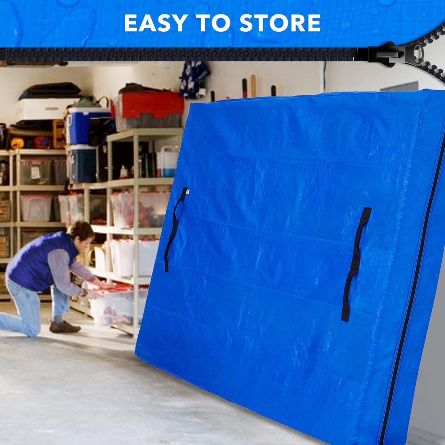 Mattress Bag Mattresses Protector Plastic Moving Storage Dust Cover Carry Bed Waterproof Zipper Packing Reusable Disposal, Extra Thick Heavy Duty, with Handles(Double) - Image 7