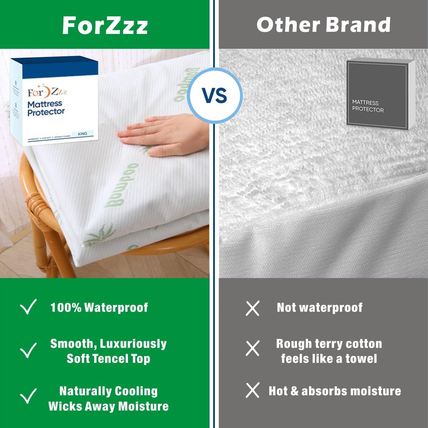Bamboo Mattress Protector,Breathable Waterproof Mattress Cover,3D Air Fabric Cooling Bed Pad Cover, Deep Pocket 40cm(Queen,Green) - Image 6