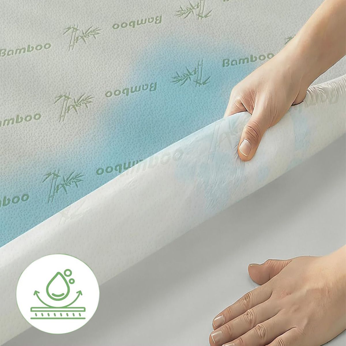 Bamboo Mattress Protector,Breathable Waterproof Mattress Cover,3D Air Fabric Cooling Bed Pad Cover, Deep Pocket 40cm(Super King,Green) - Image 2