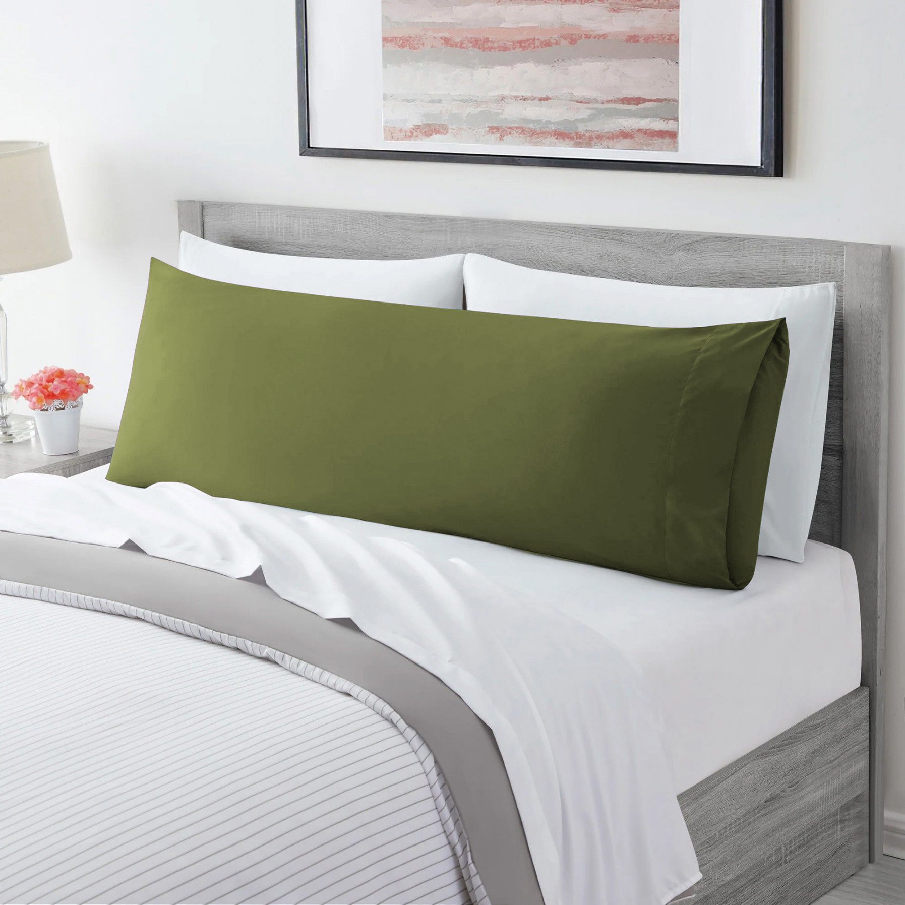 Ultra Soft Microfiber Body Pillow Cover/Pillowcases with Envelope-style pocket (50cm x 150cm Body Pillow Cover,Olive green) - Image 1