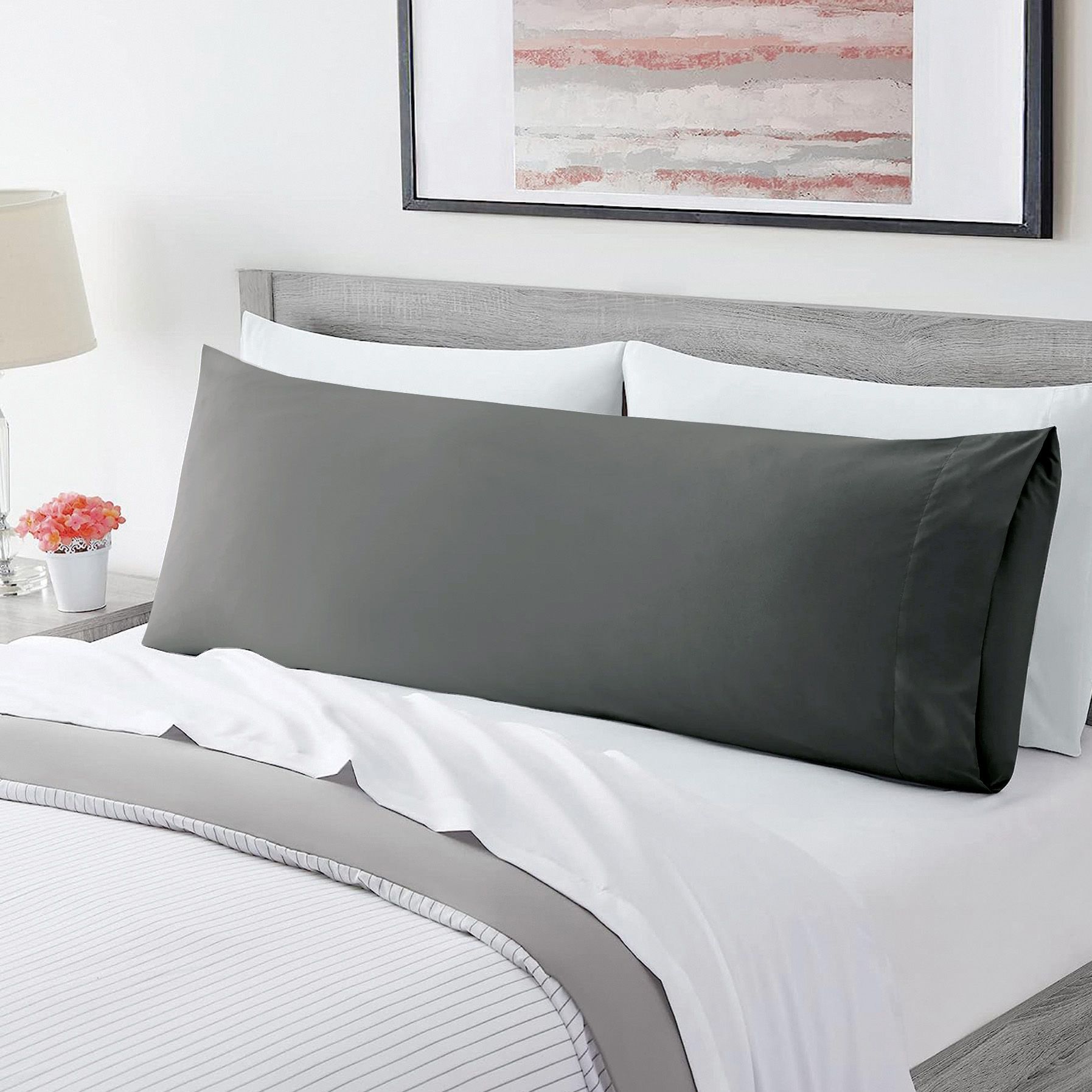 Ultra Soft Microfiber Body Pillow Cover/Pillowcases with Envelope-style pocket (50cm x 150cm Body Pillow Cover,Dark gray) - Image 1